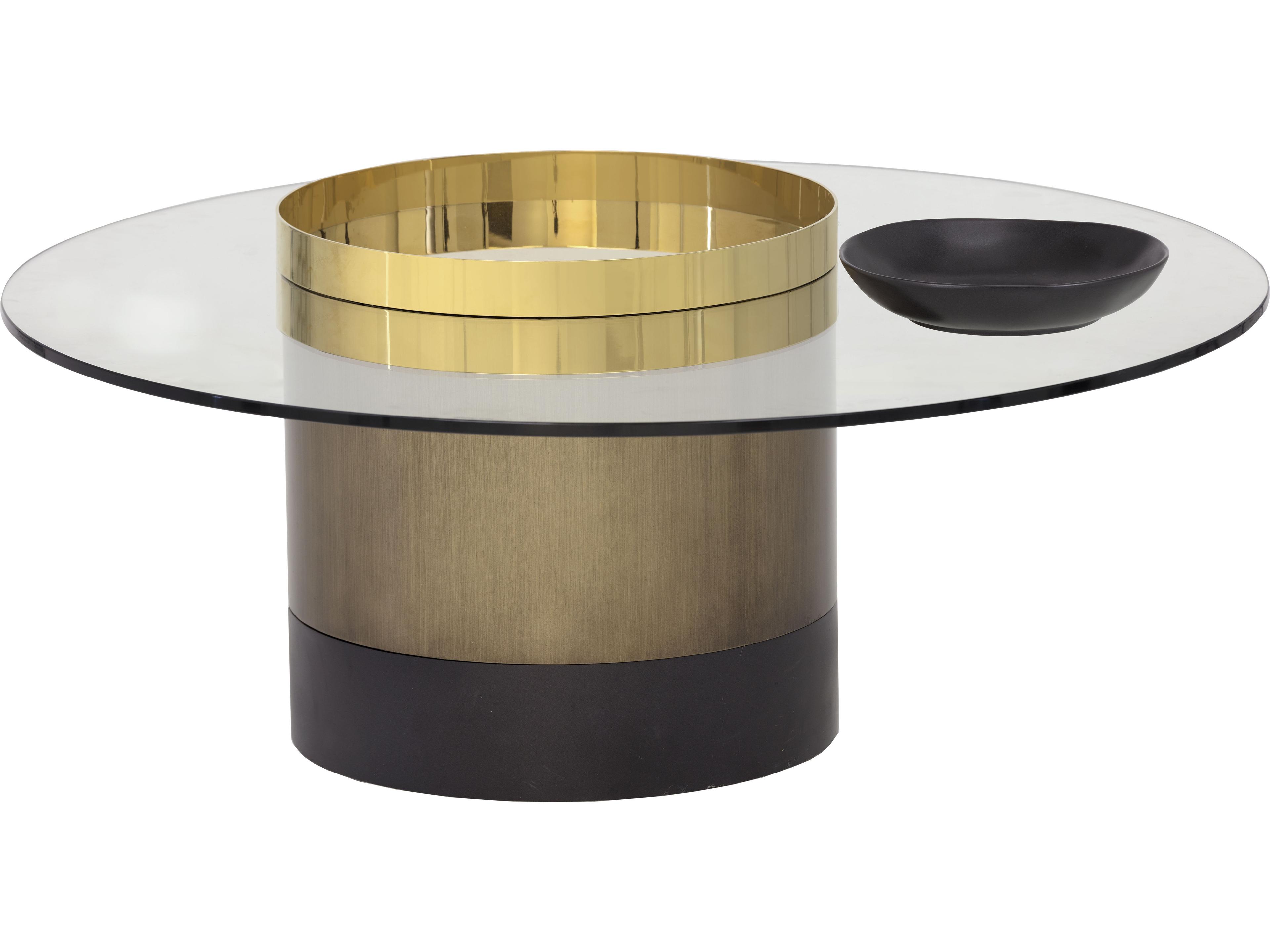 Sunpan Ikon Haru Round Glass Gold Coffee Table