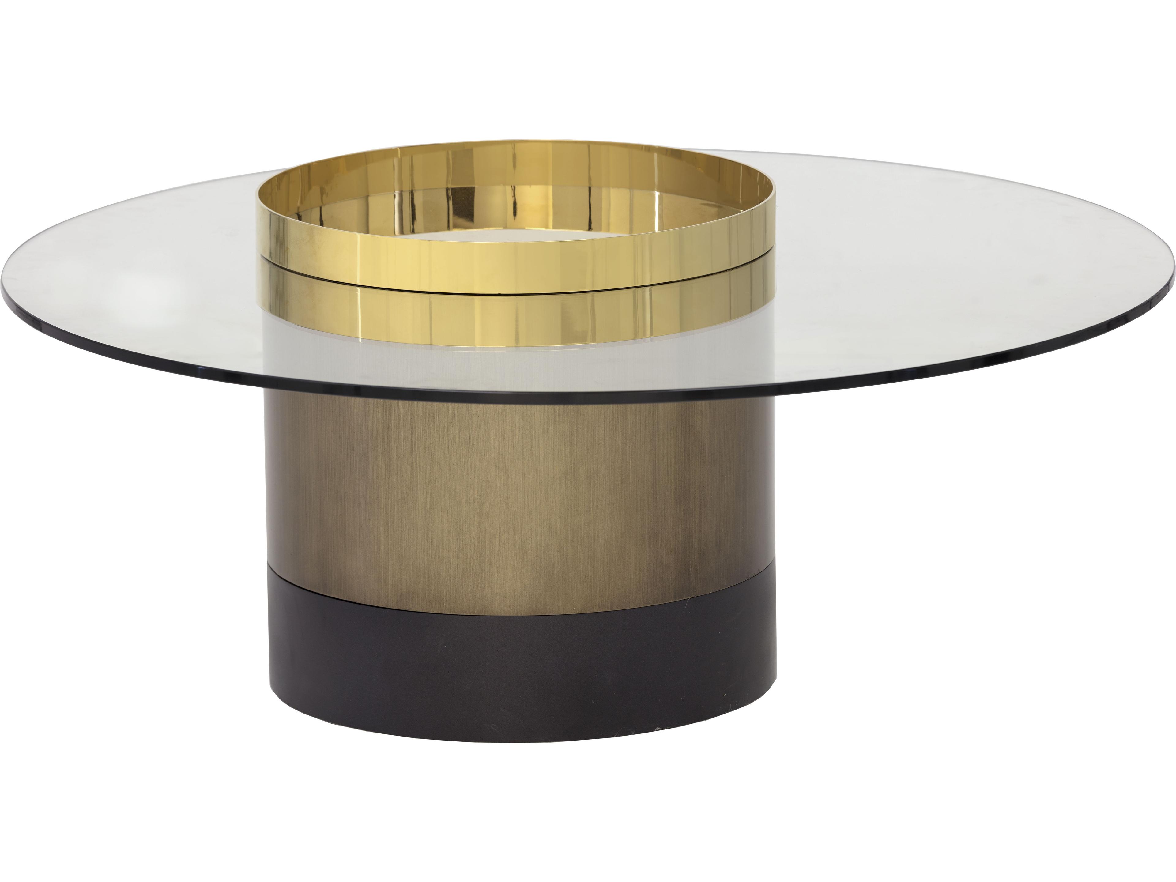 Sunpan Ikon Haru Round Glass Gold Coffee Table