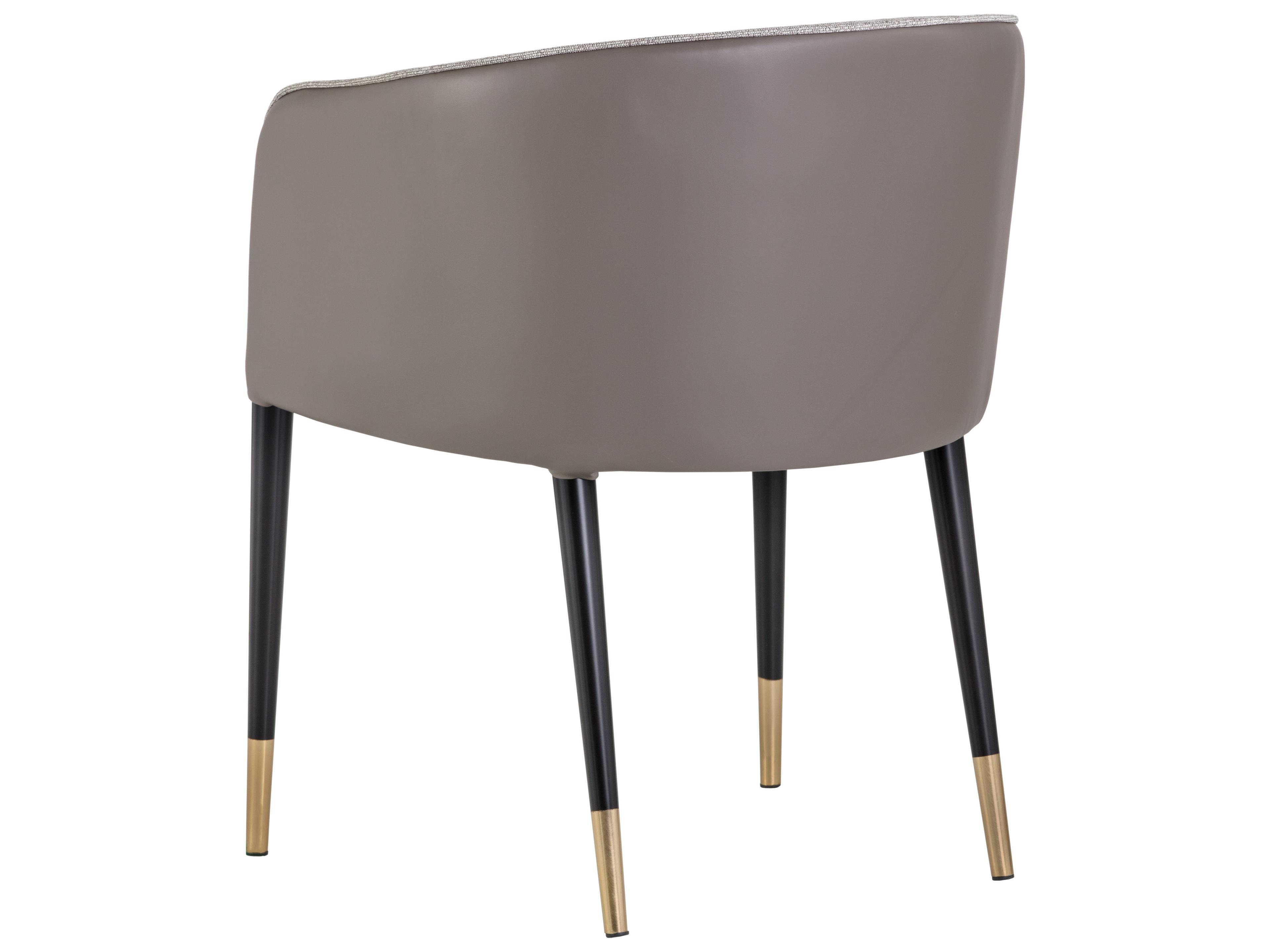 Sunpan Ikon Asher Leather Gray Upholstered Arm Dining Chair