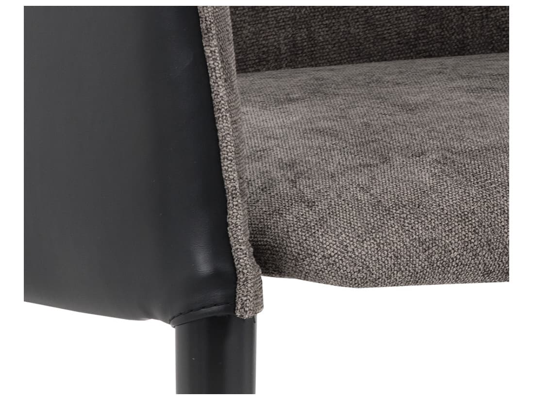 Sunpan Ikon Asher Leather Gray Upholstered Arm Dining Chair