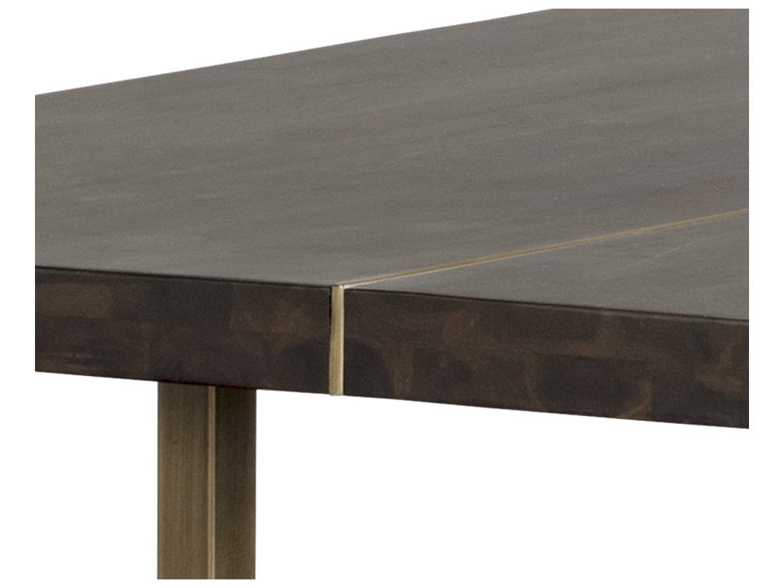 Sunpan Mixt Donnelly Rectangular Wood Brown Antique Brass Dining Table