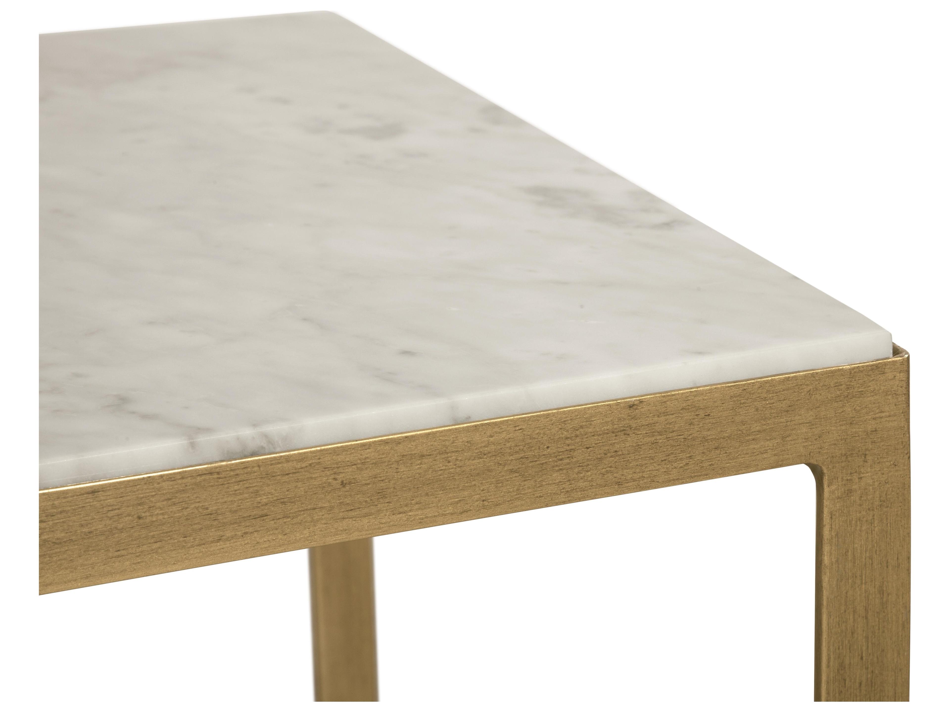 Sunpan Mixt Evert Rectangular Marble White Antique Brass Coffee Table