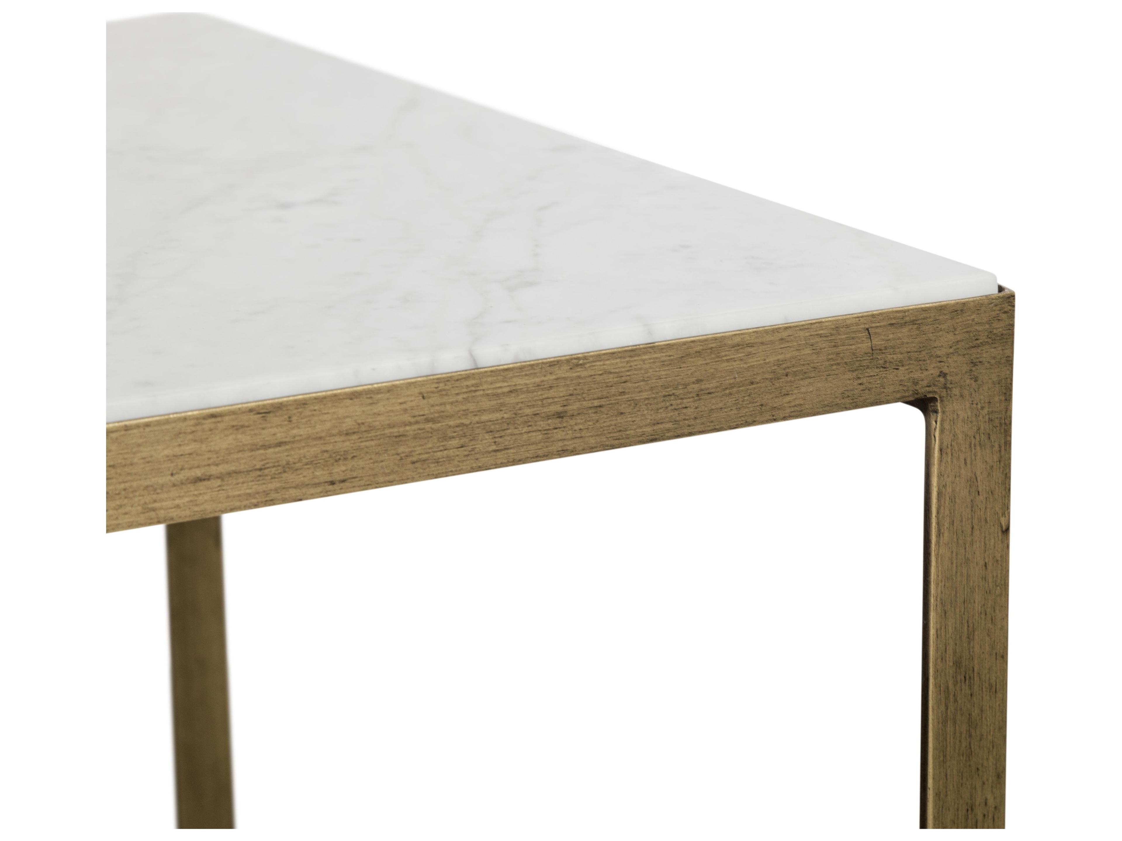 Sunpan Mixt Evert Rectangular Marble White Antique Brass Coffee Table