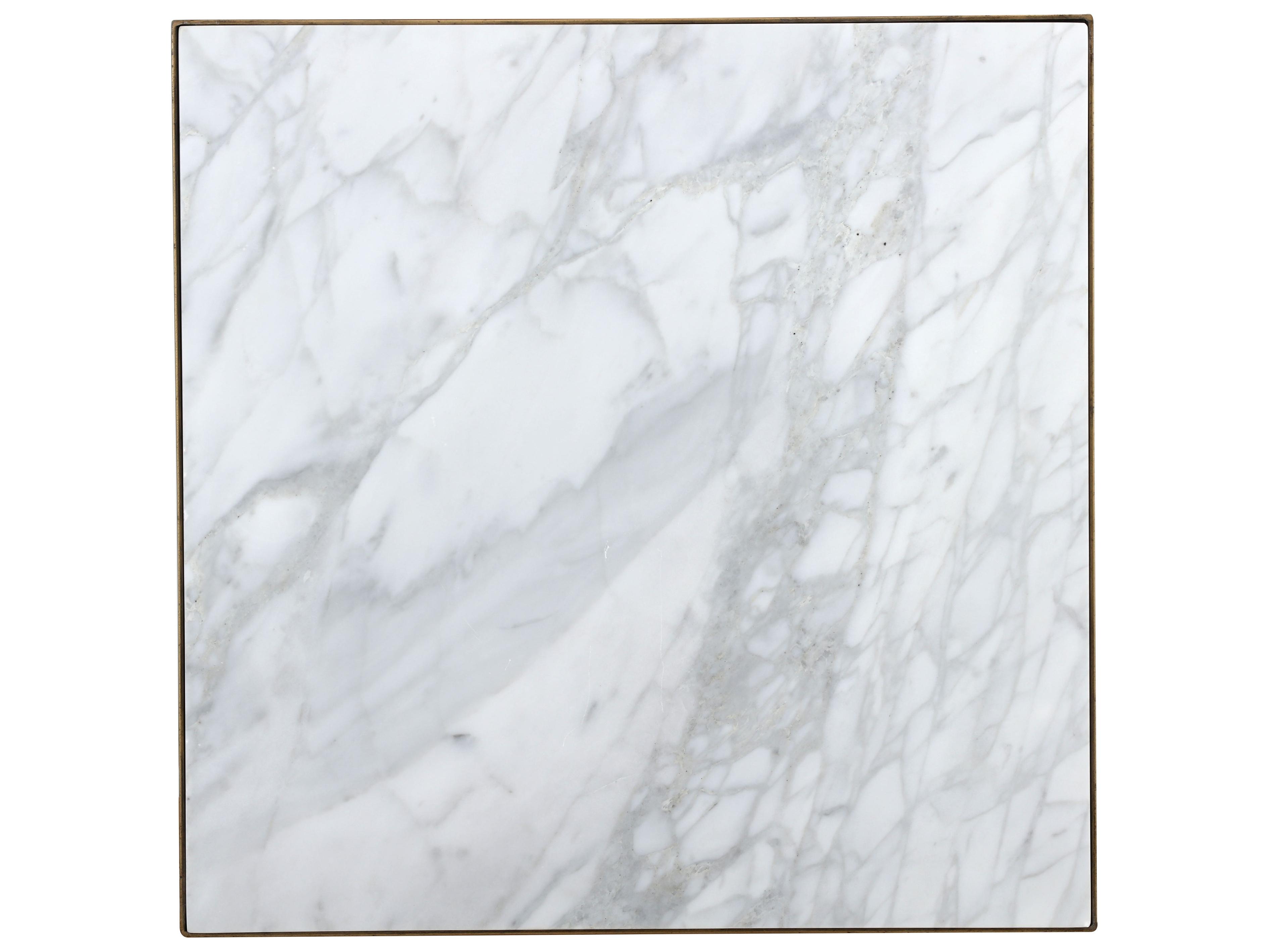 Sunpan Mixt Evert Square Marble White Antique Brass End Table