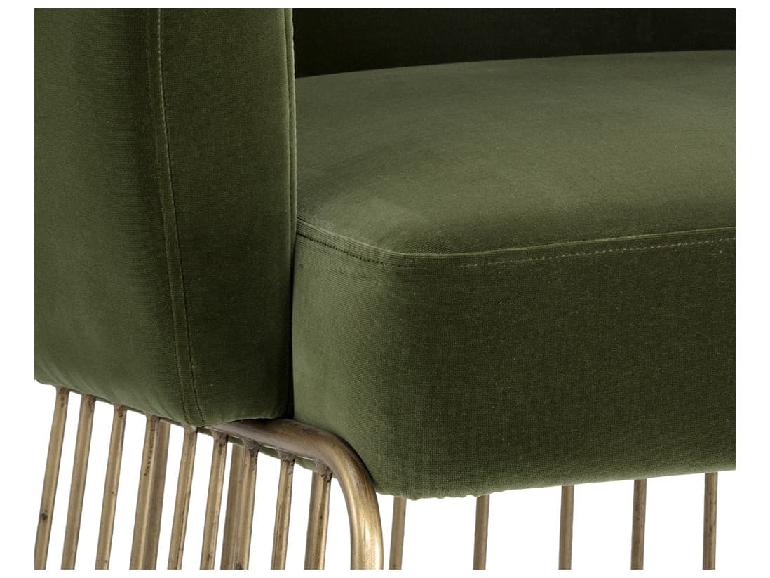 Sunpan Mixt Gala Green Upholstered Arm Dining Chair