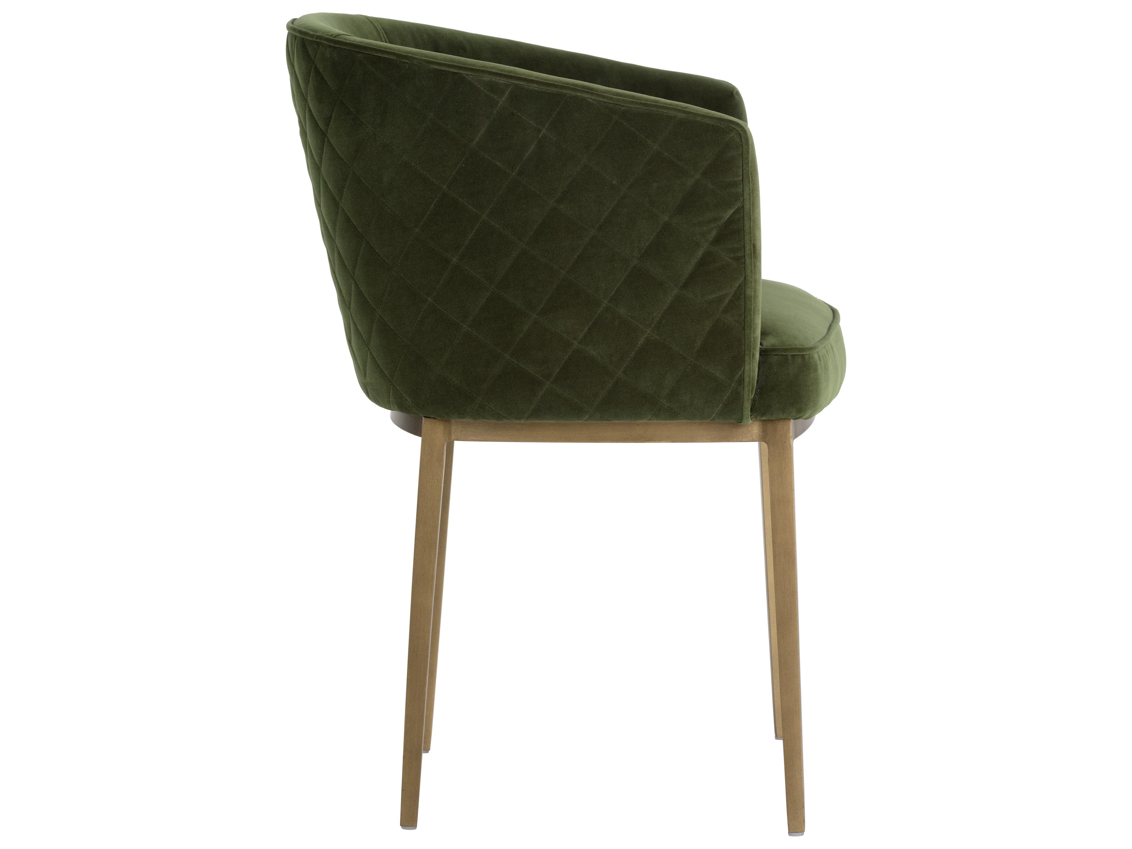 Sunpan Mixt Cornella Green Upholstered Arm Dining Chair
