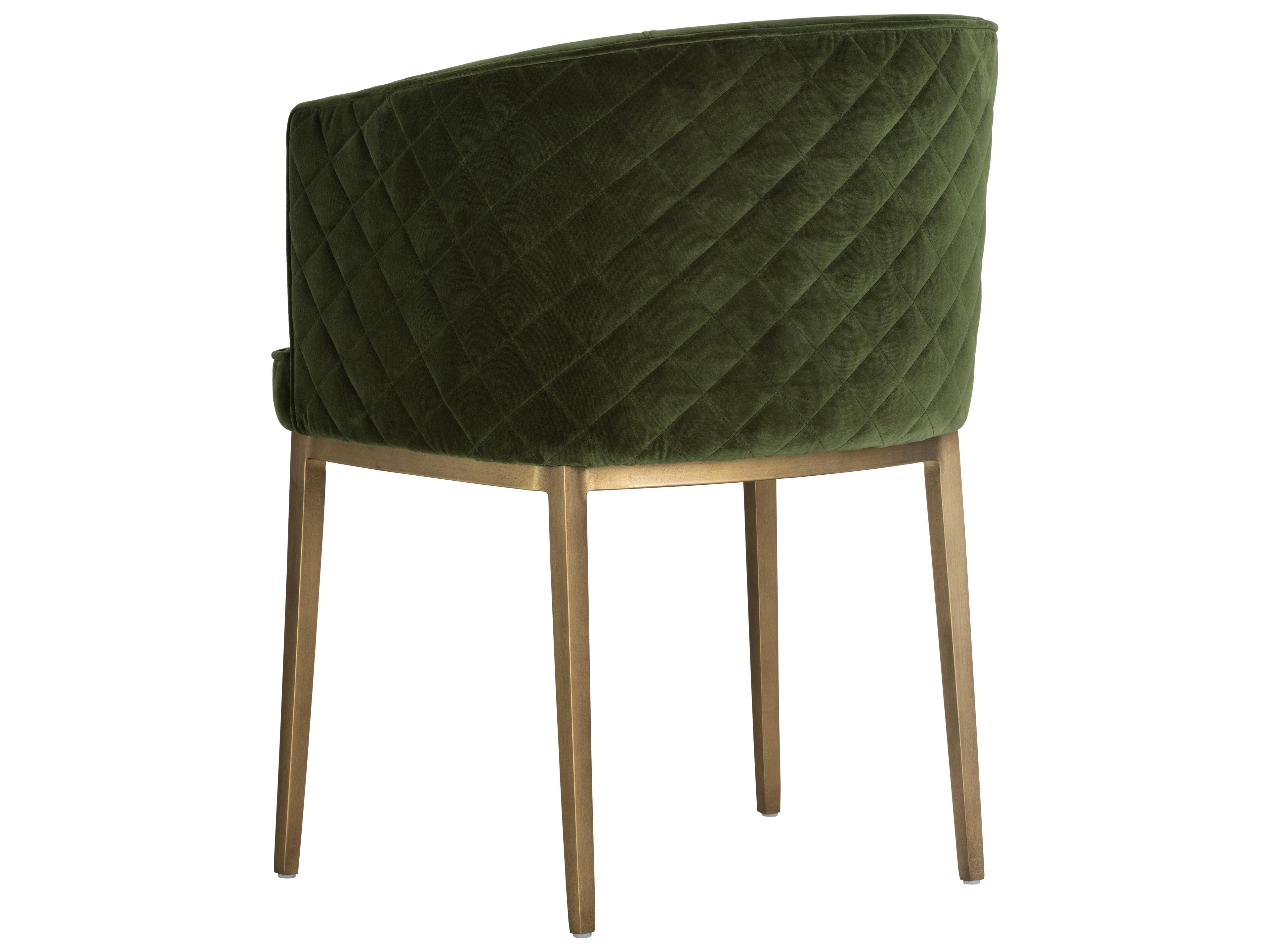 Sunpan Mixt Cornella Green Upholstered Arm Dining Chair