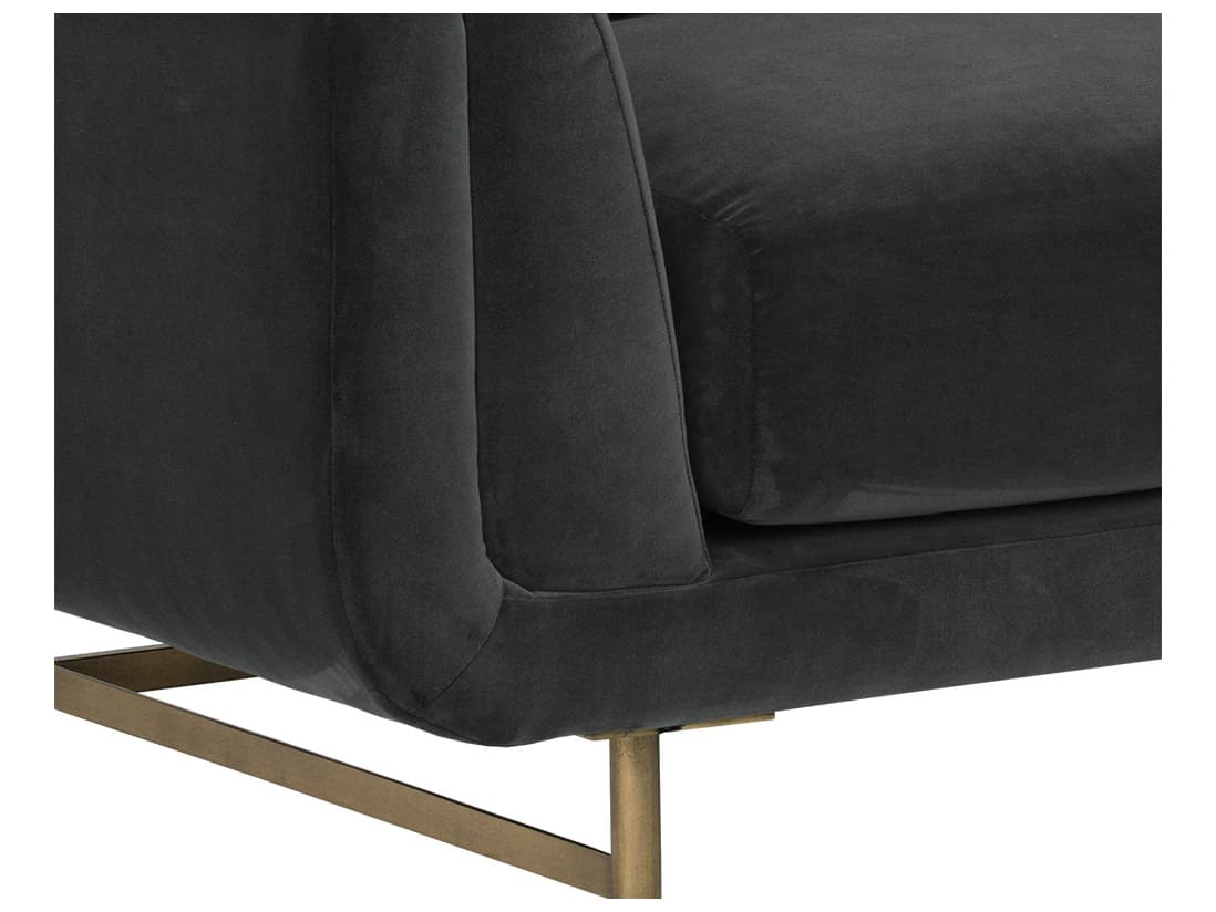 Sunpan Mixt Veera Grey Antique Brass Upholstered Sofa