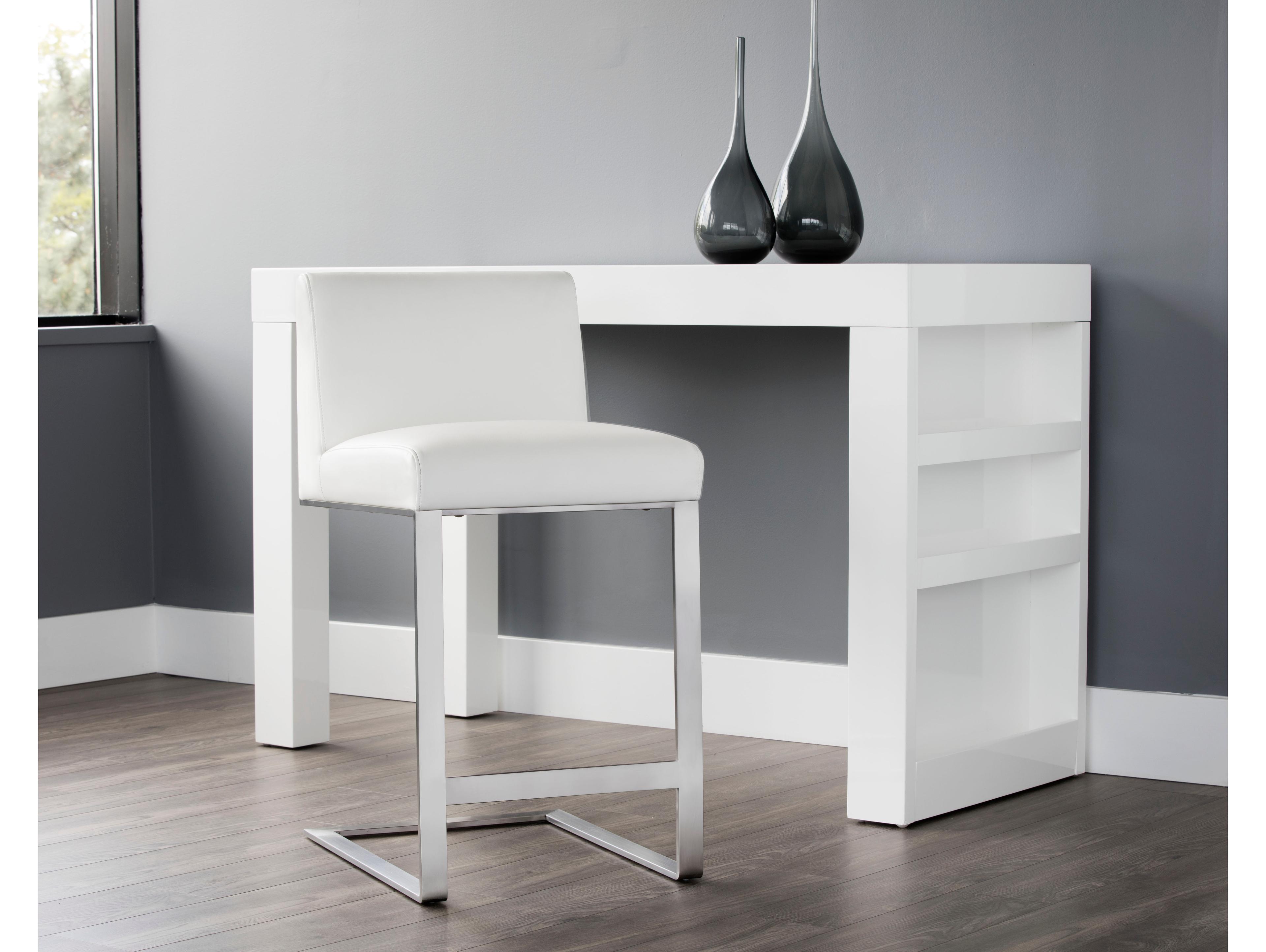 Sunpan Ikon 18.25" Dean Counter Stool Stainless Steel Cantina White