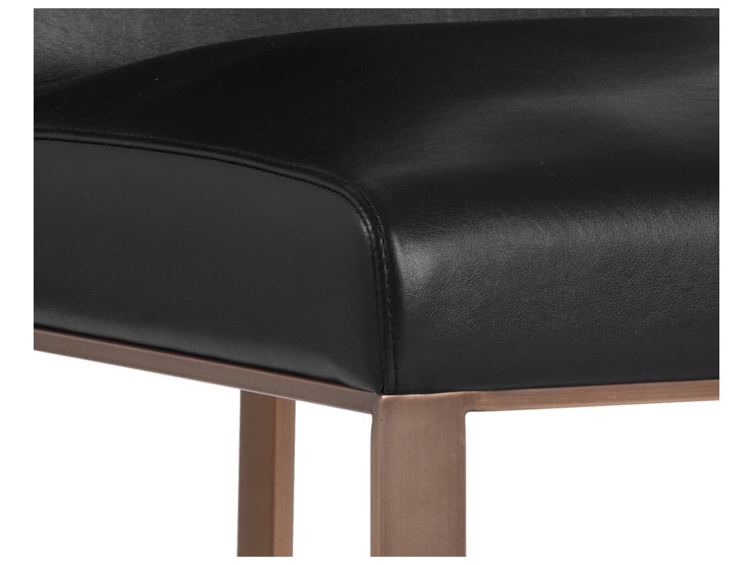 Sunpan Ikon Dean Leather Black Upholstered Side Dining Chair