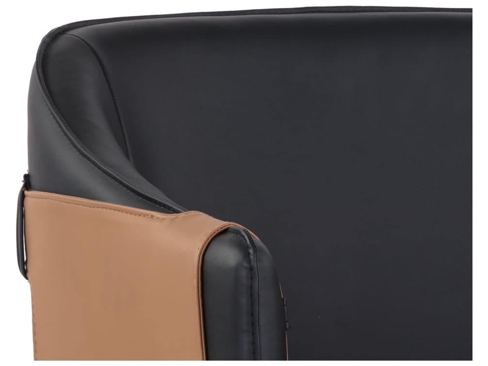 Sunpan Ikon Carter Leather Black Upholstered Arm Dining Chair