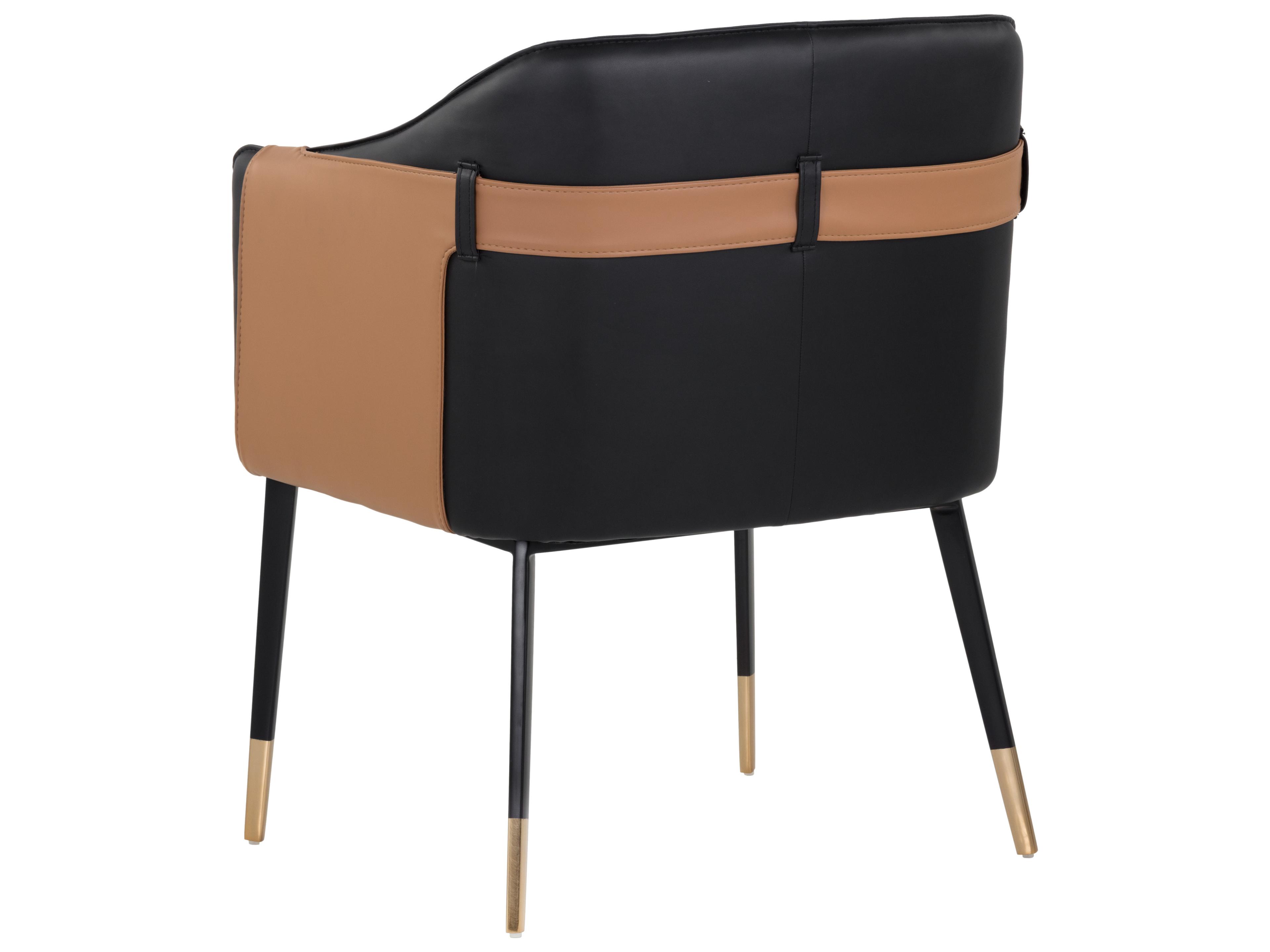Sunpan Ikon Carter Leather Black Upholstered Arm Dining Chair