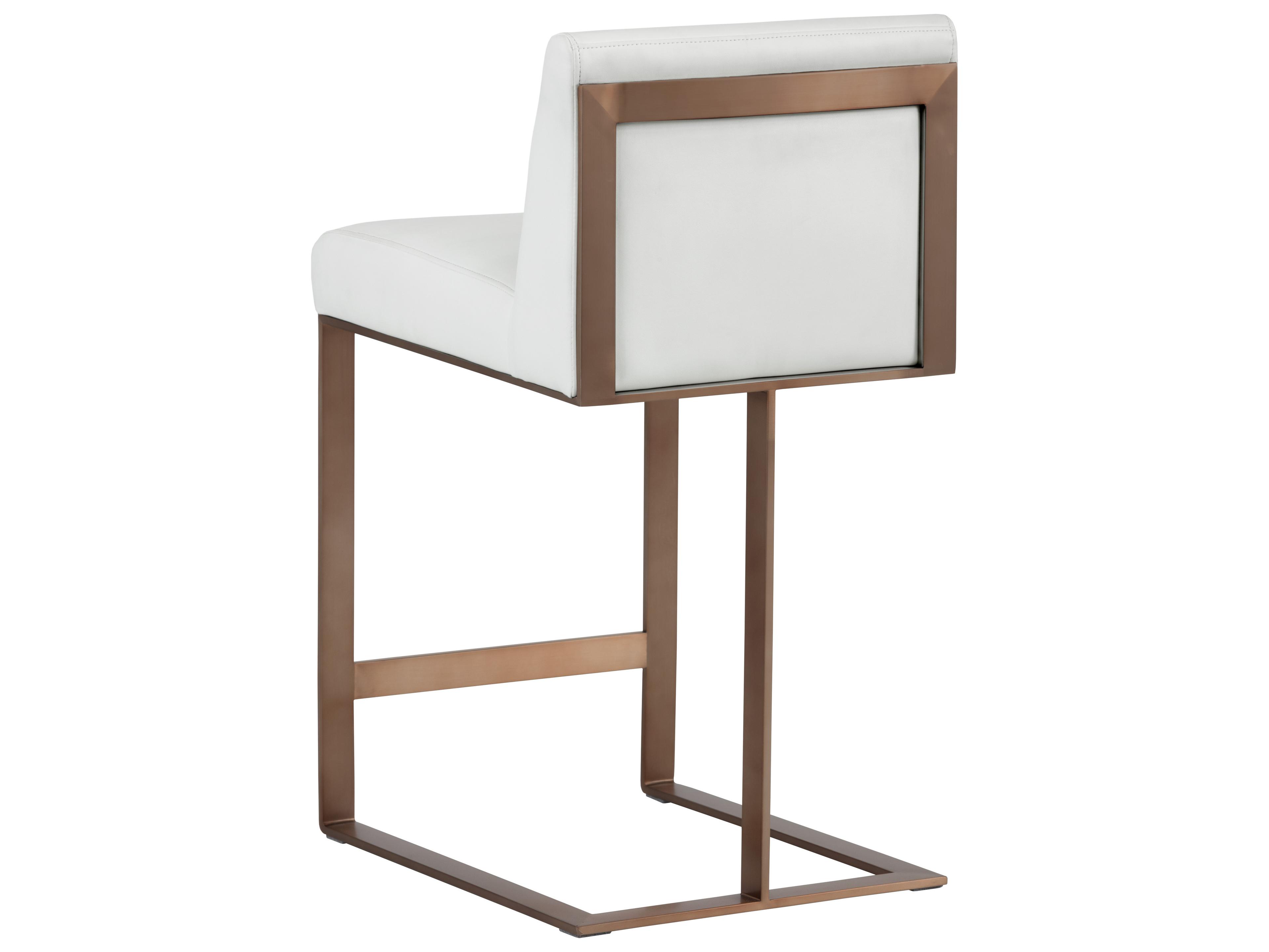 Sunpan Ikon Dean Leather Cantina White Antique Brass Counter Stool