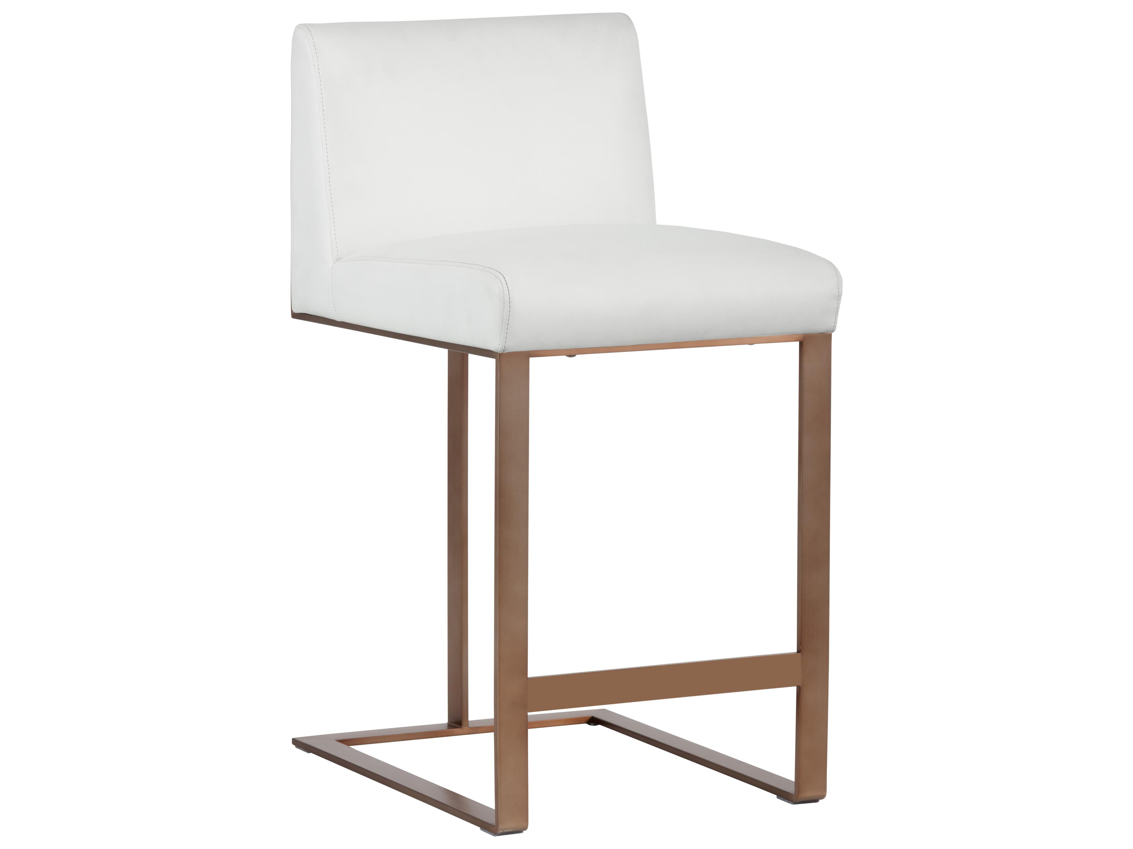 Sunpan Ikon Dean Leather Cantina White Antique Brass Counter Stool