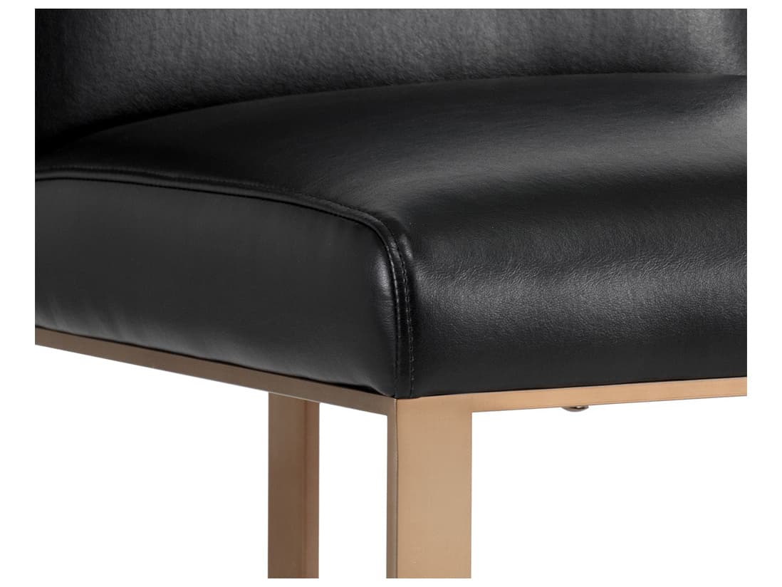 Sunpan Ikon Dean Leather Cantina Black Antique Brass Counter Stool