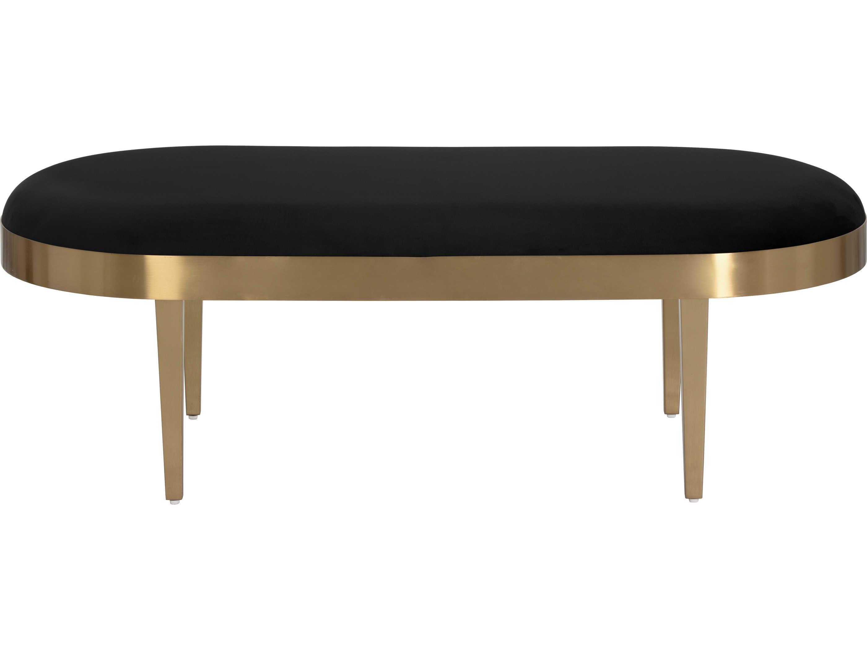 Sunpan Black Sky Gold Upholstered Accent Bench