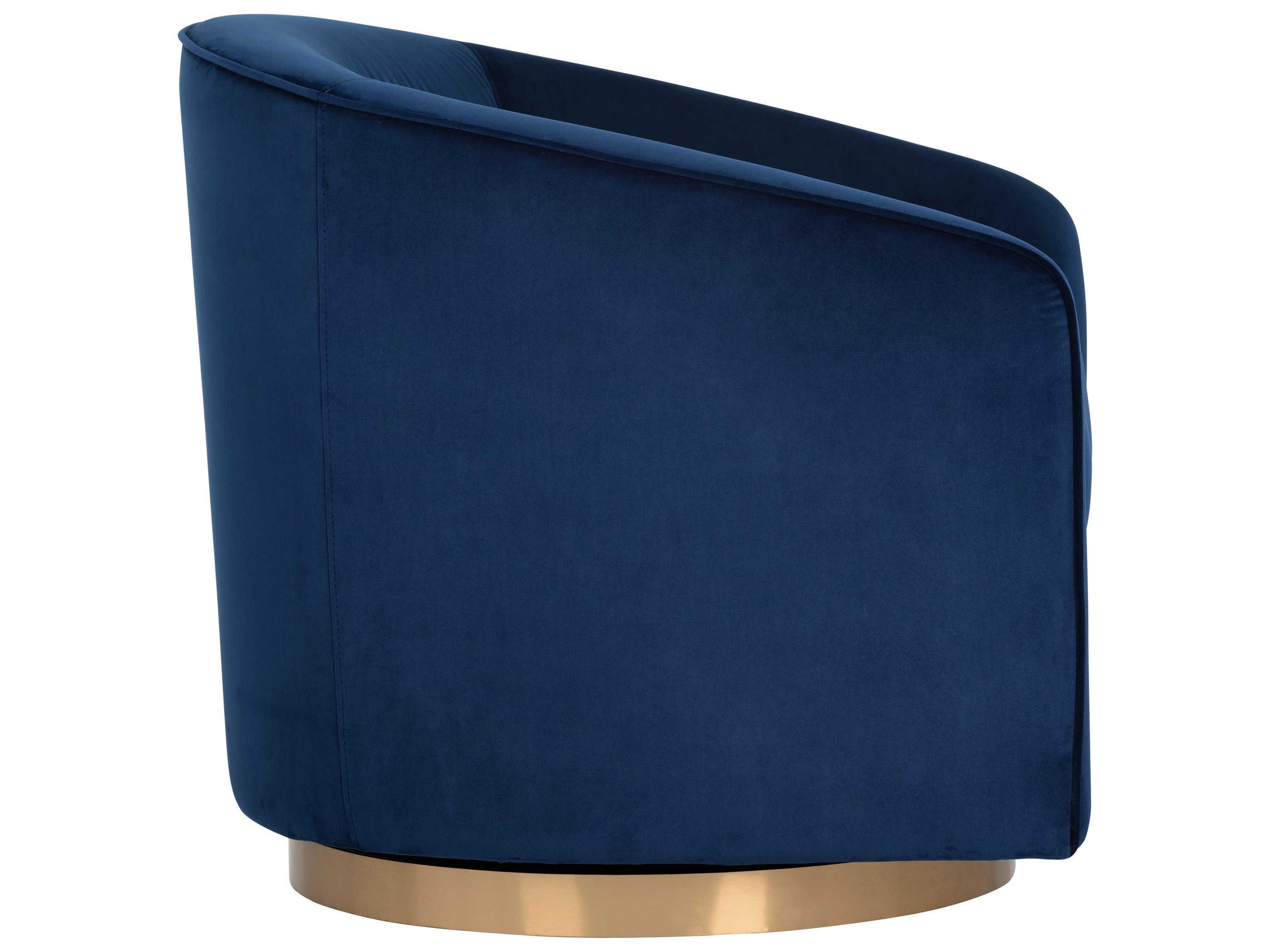 Sunpan Hazel Swivel Blue Fabric Accent Chair
