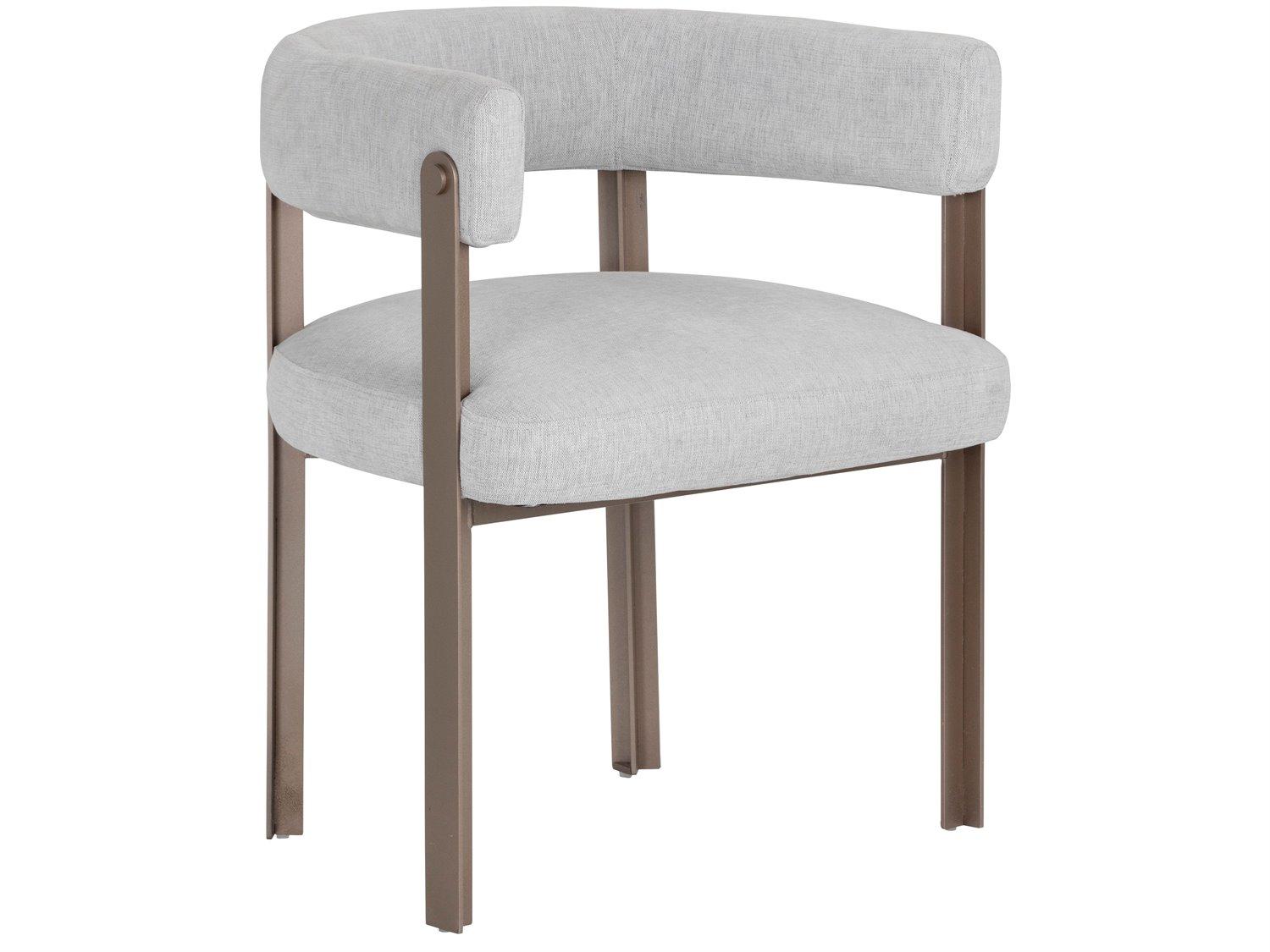 Sunpan Club Sheila Gray Upholstered Arm Dining Chair