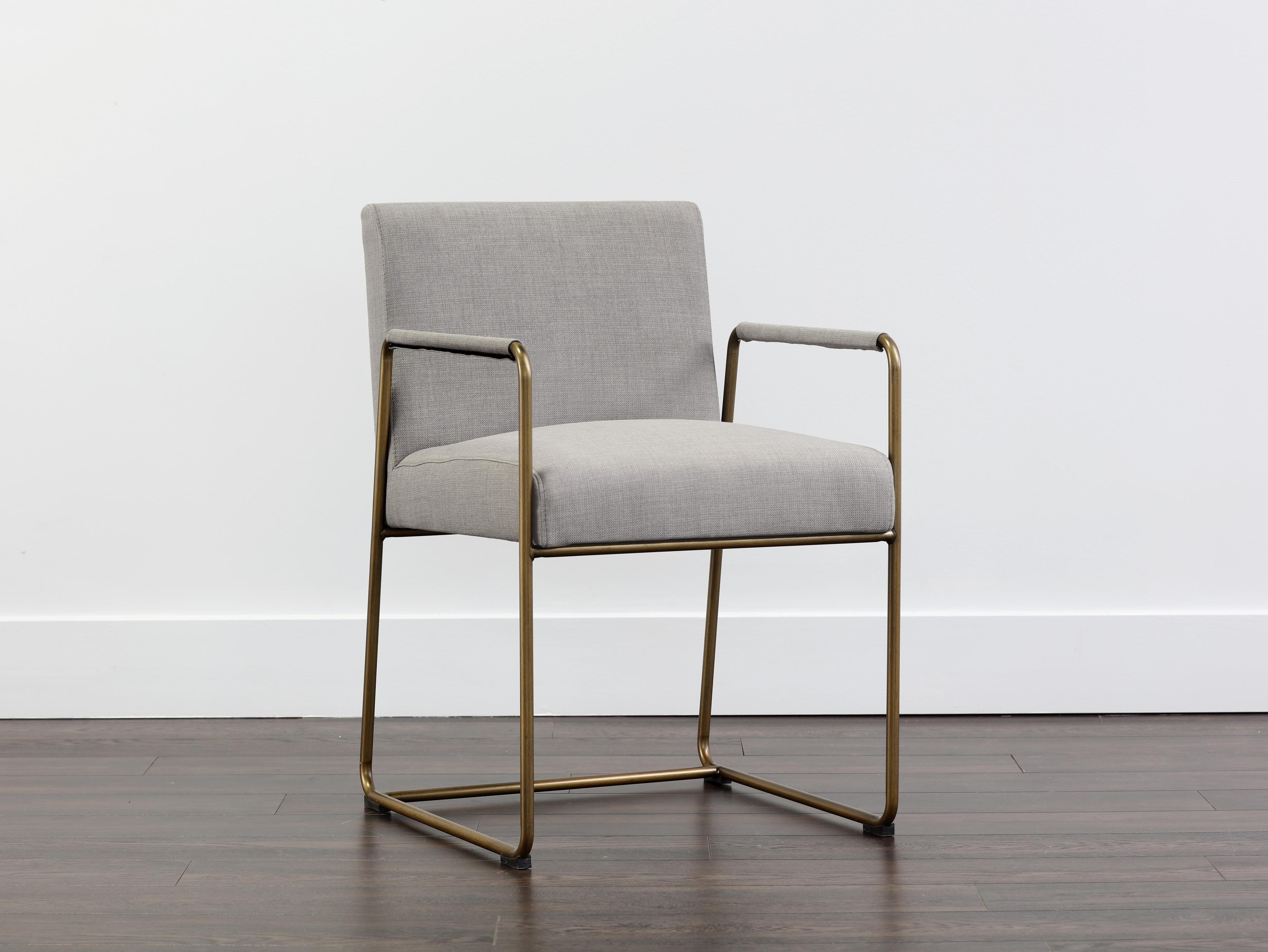 Sunpan Zenn Balford Gray Upholstered Arm Dining Chair