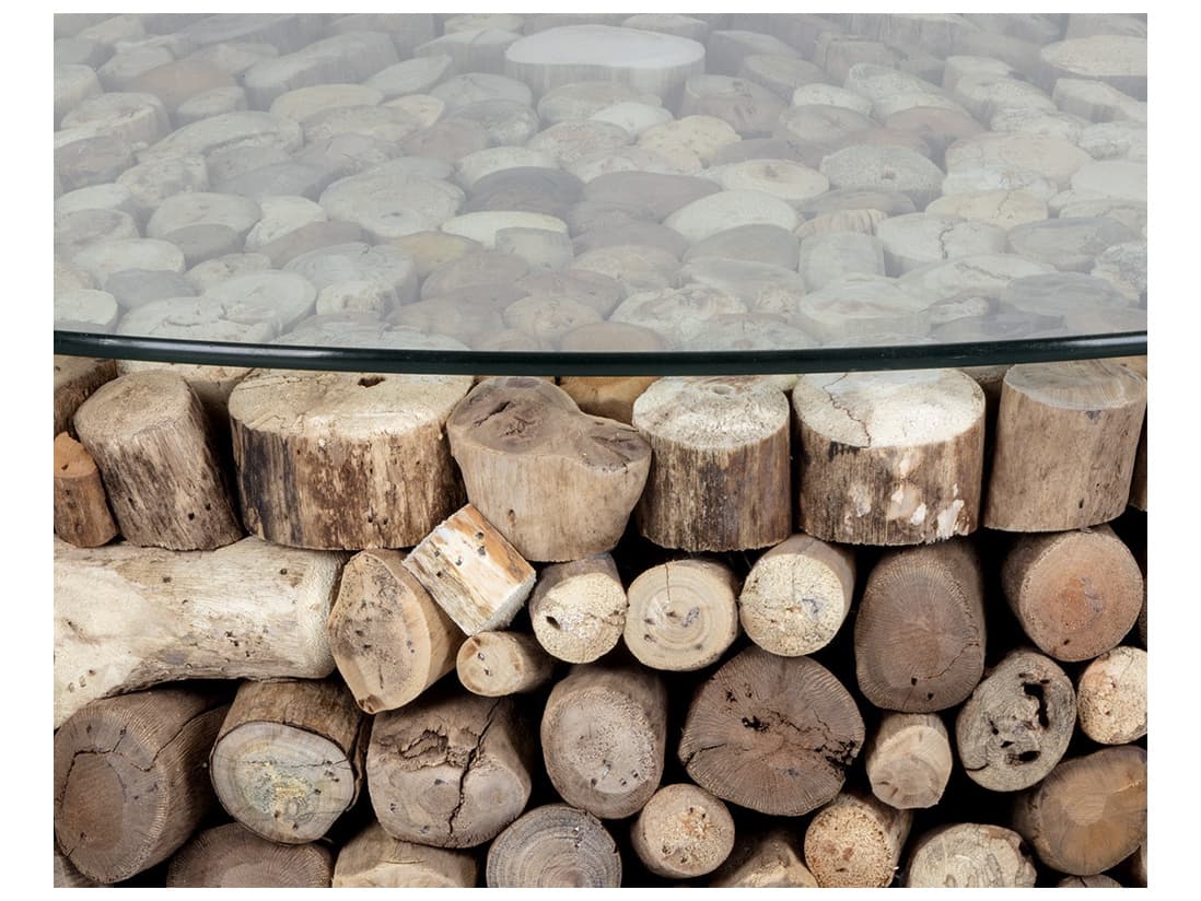 Sunpan Bickford Round Glass Brown Clear Coffee Table