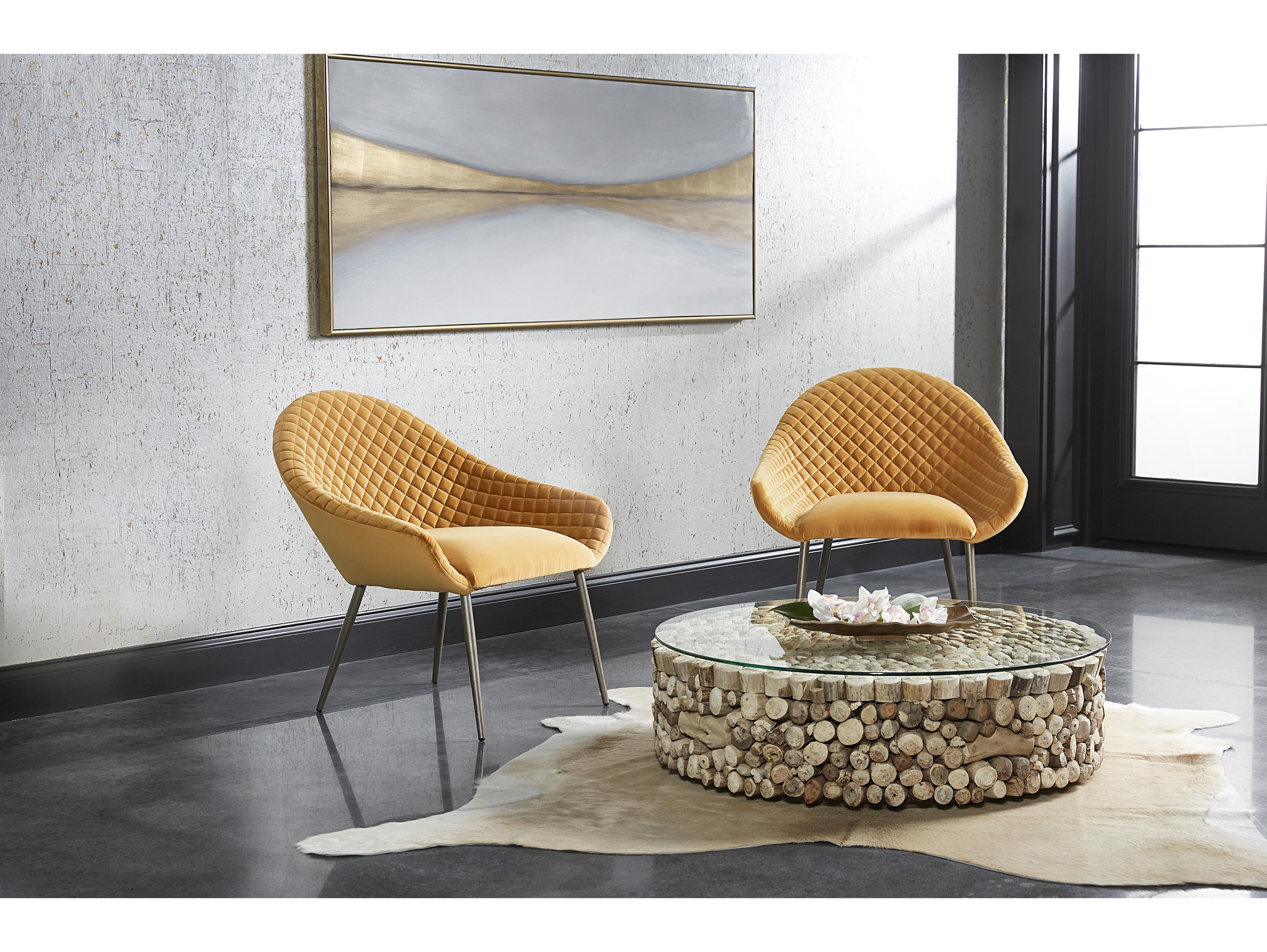 Sunpan Bickford Round Glass Brown Clear Coffee Table