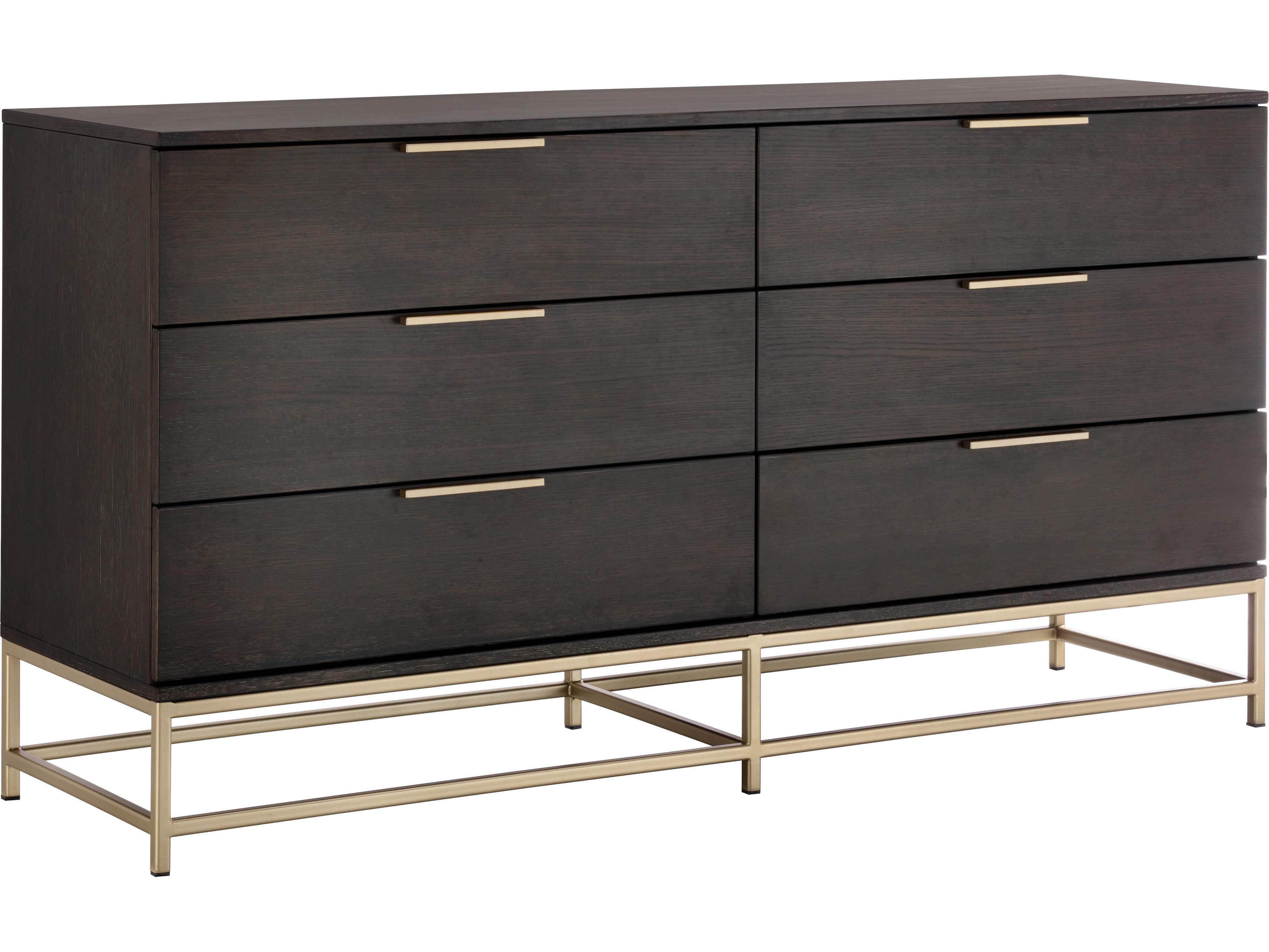 Sunpan Artezia Rebel 6-Drawers Gray Oak Wood Double Dresser