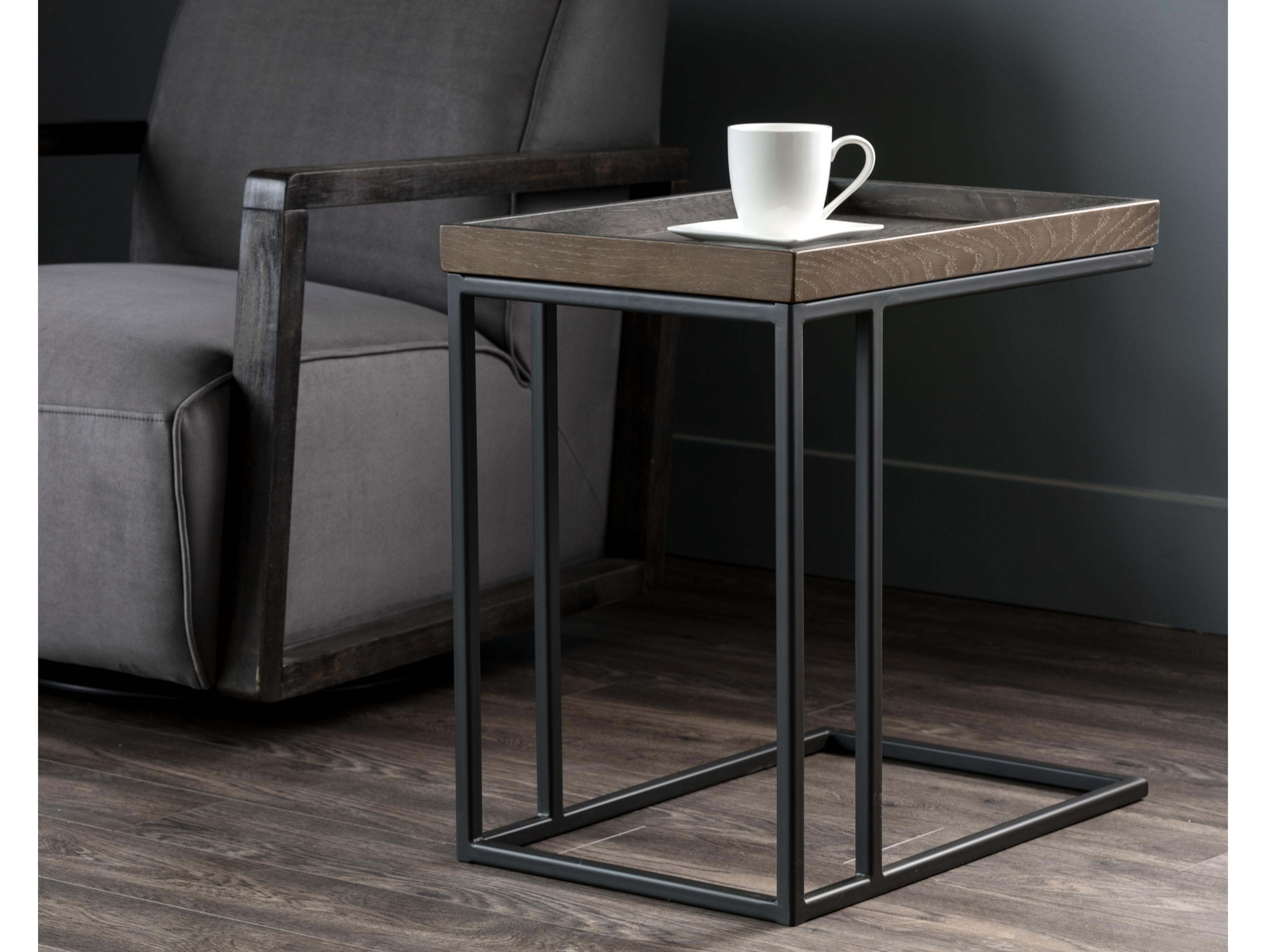 Sunpan Artezia Arden Rectangular Wood Charcoal Grey Black End Table