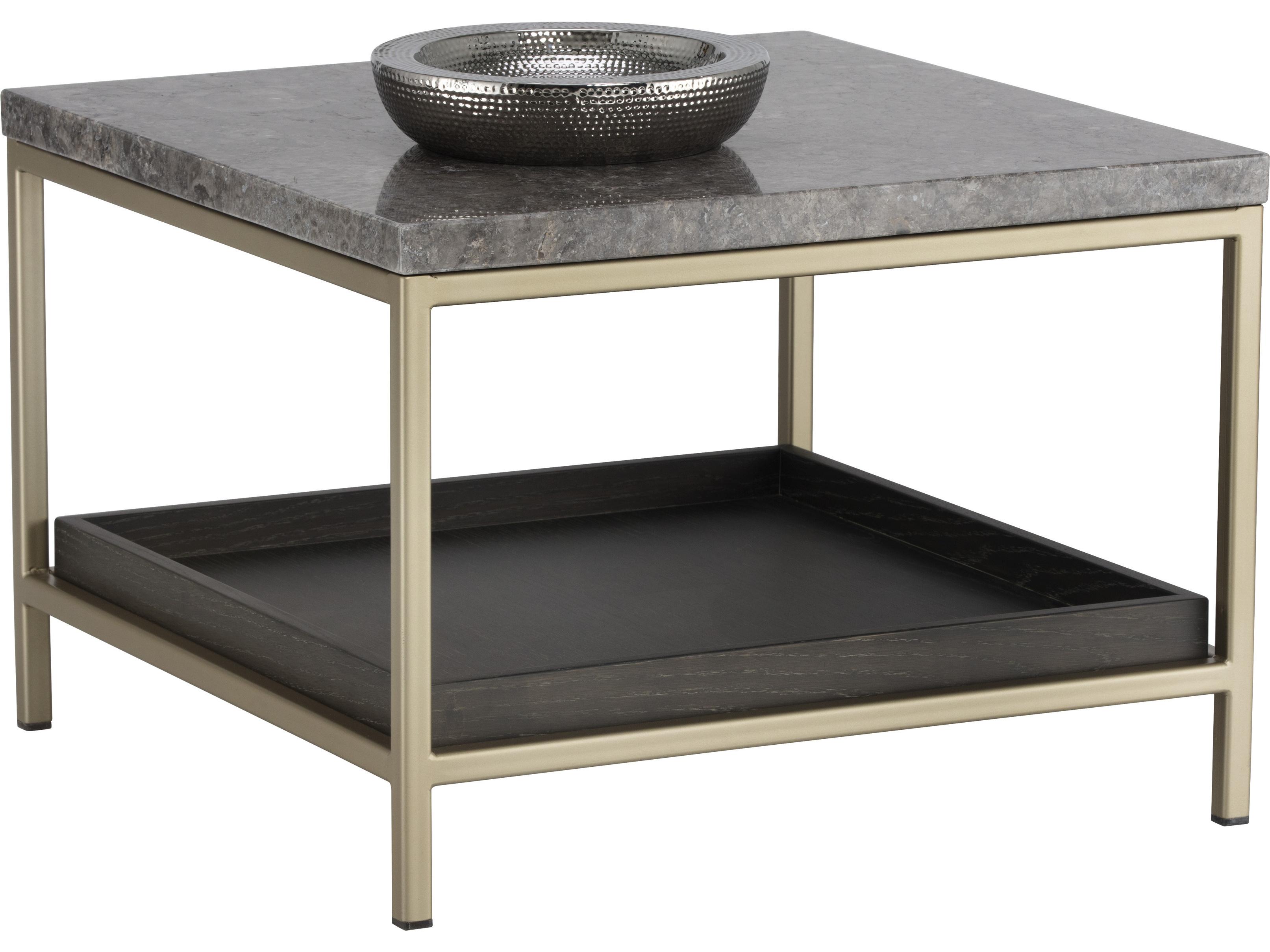 Sunpan Artezia Arden Square Marble Grey Gold End Table