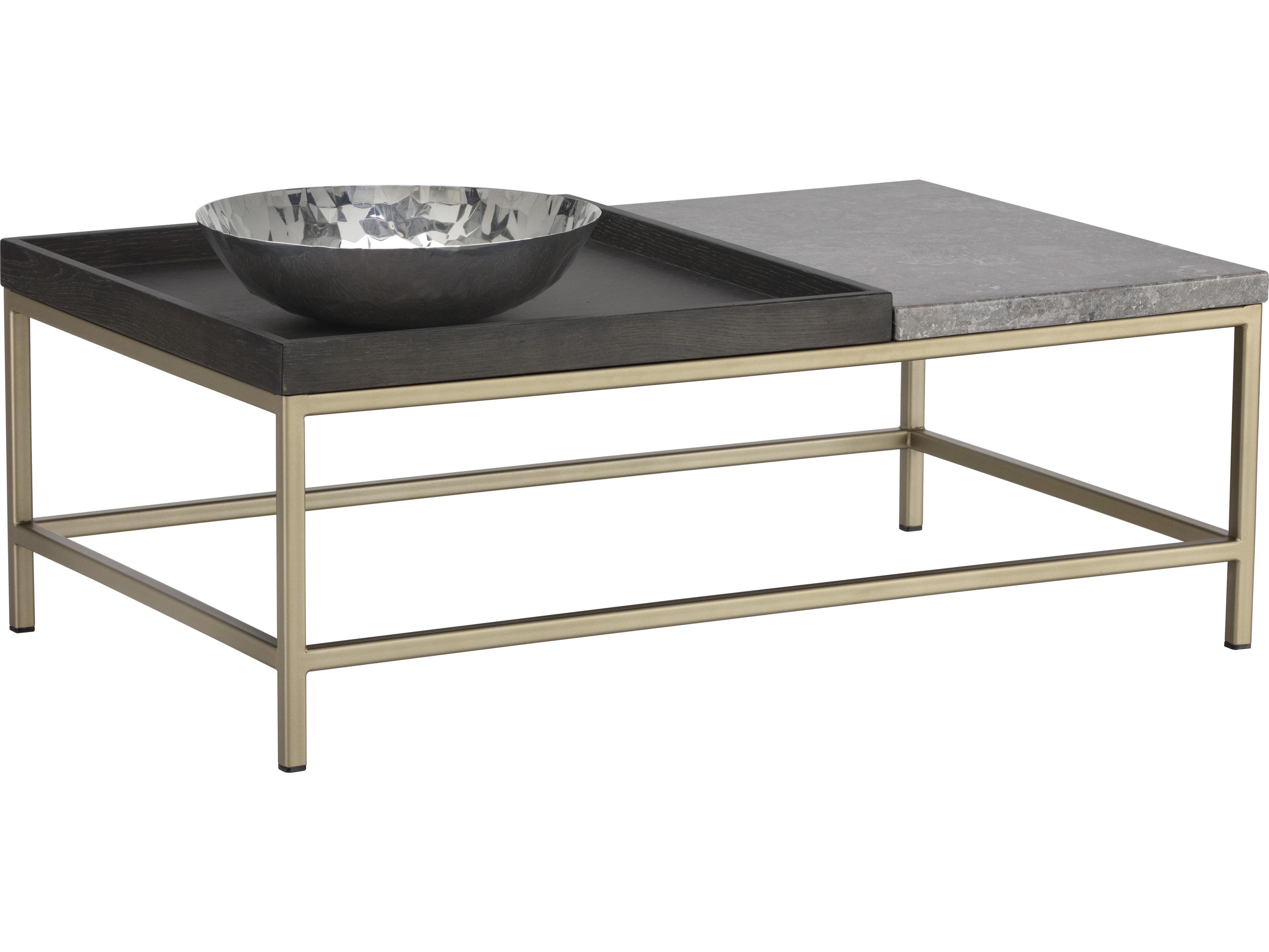 Sunpan Artezia Arden Rectangular Wood Grey Gold Coffee Table
