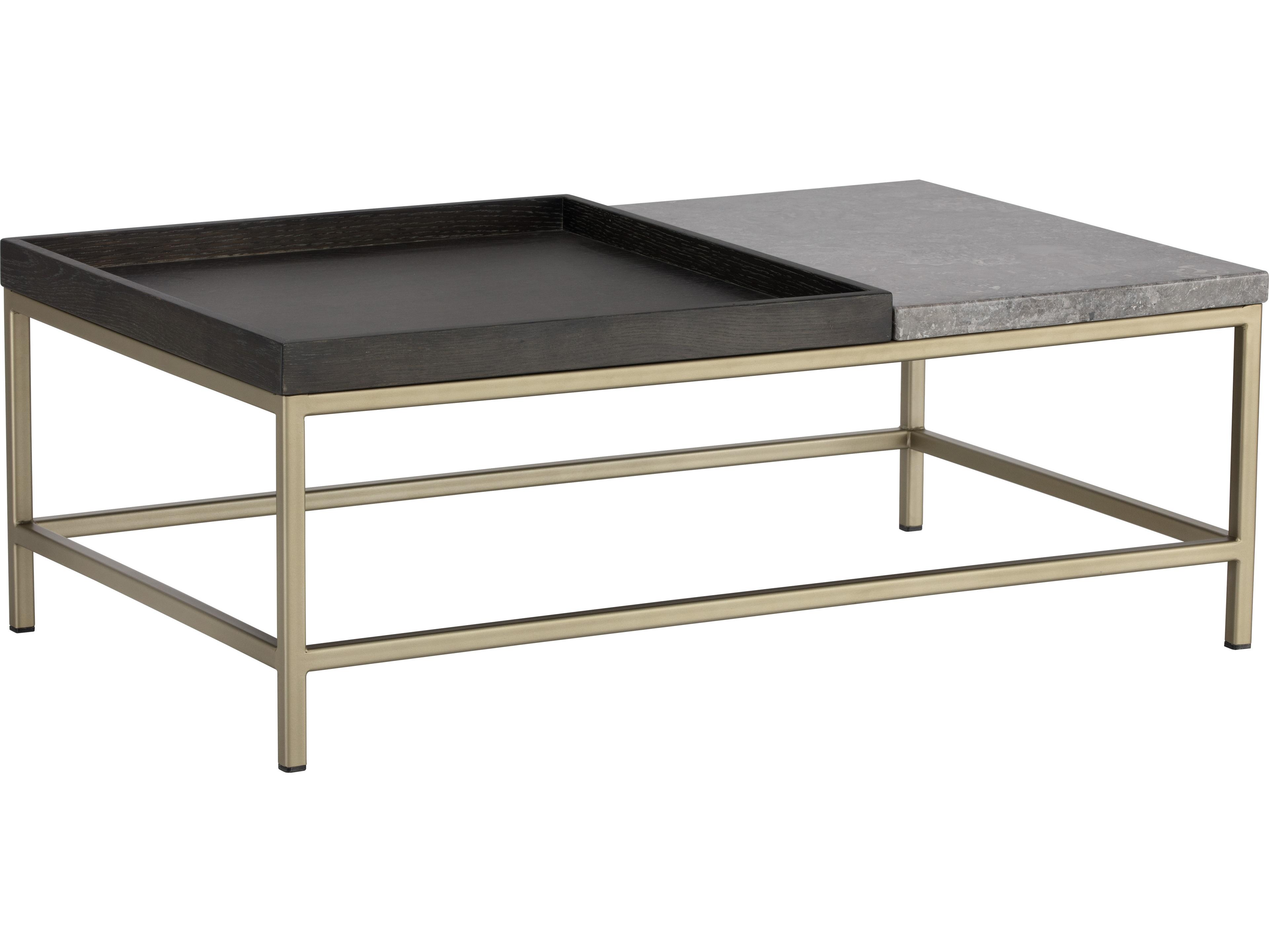 Sunpan Artezia Arden Rectangular Wood Grey Gold Coffee Table
