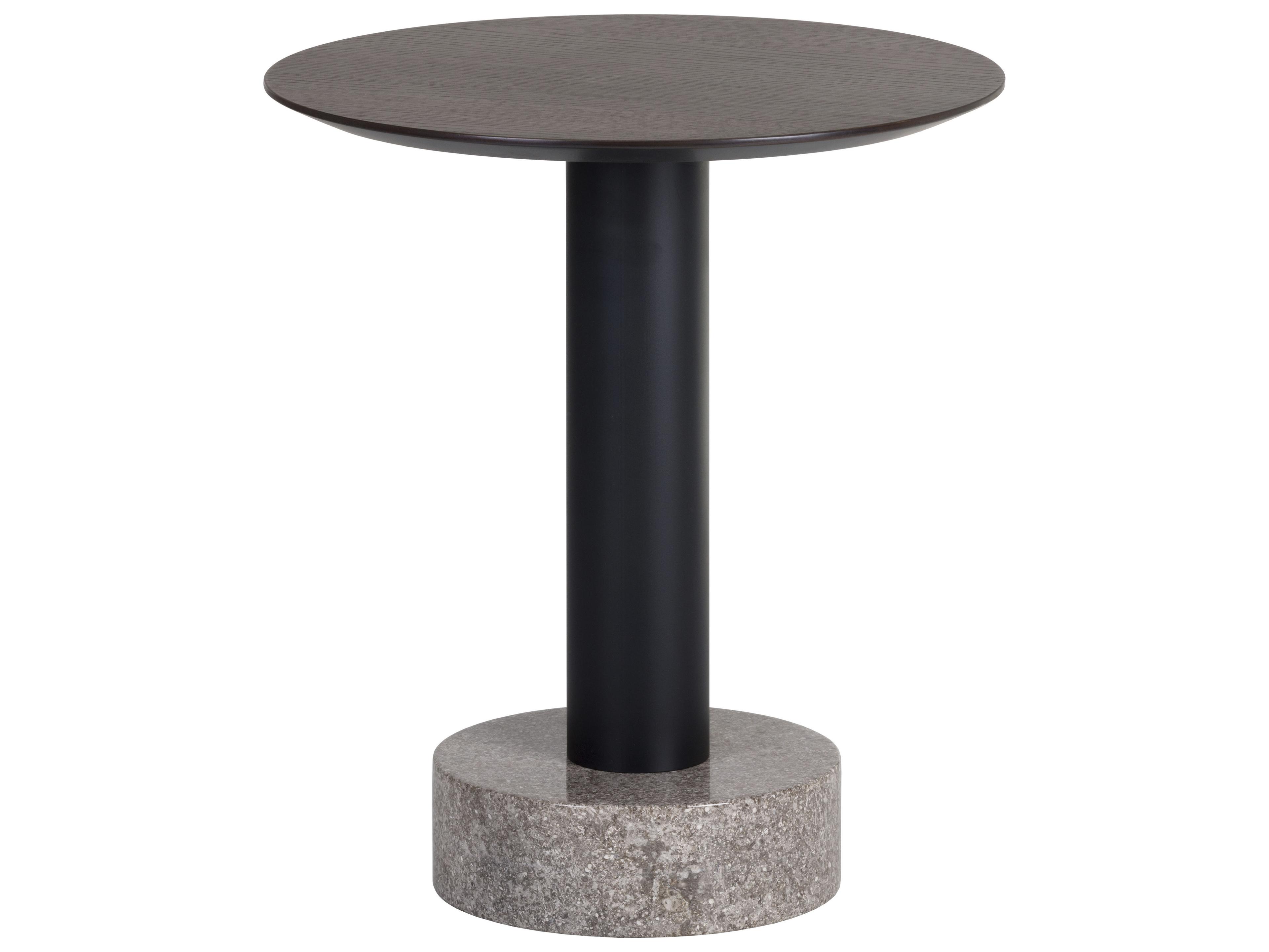 Sunpan Artezia Monaco Round Wood Umber Brown Dark Grey End Table