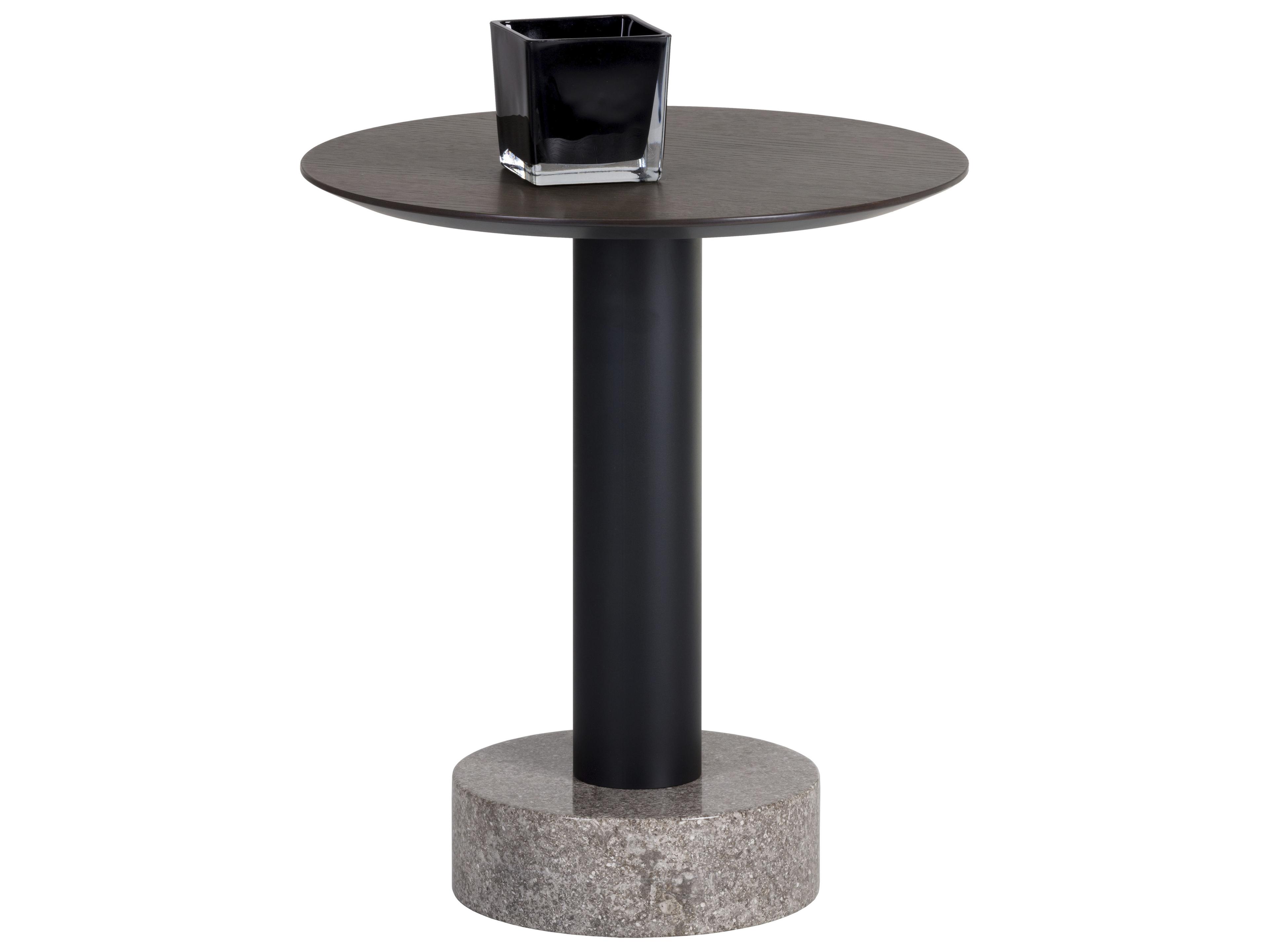 Sunpan Artezia Monaco Round Wood Umber Brown Dark Grey End Table