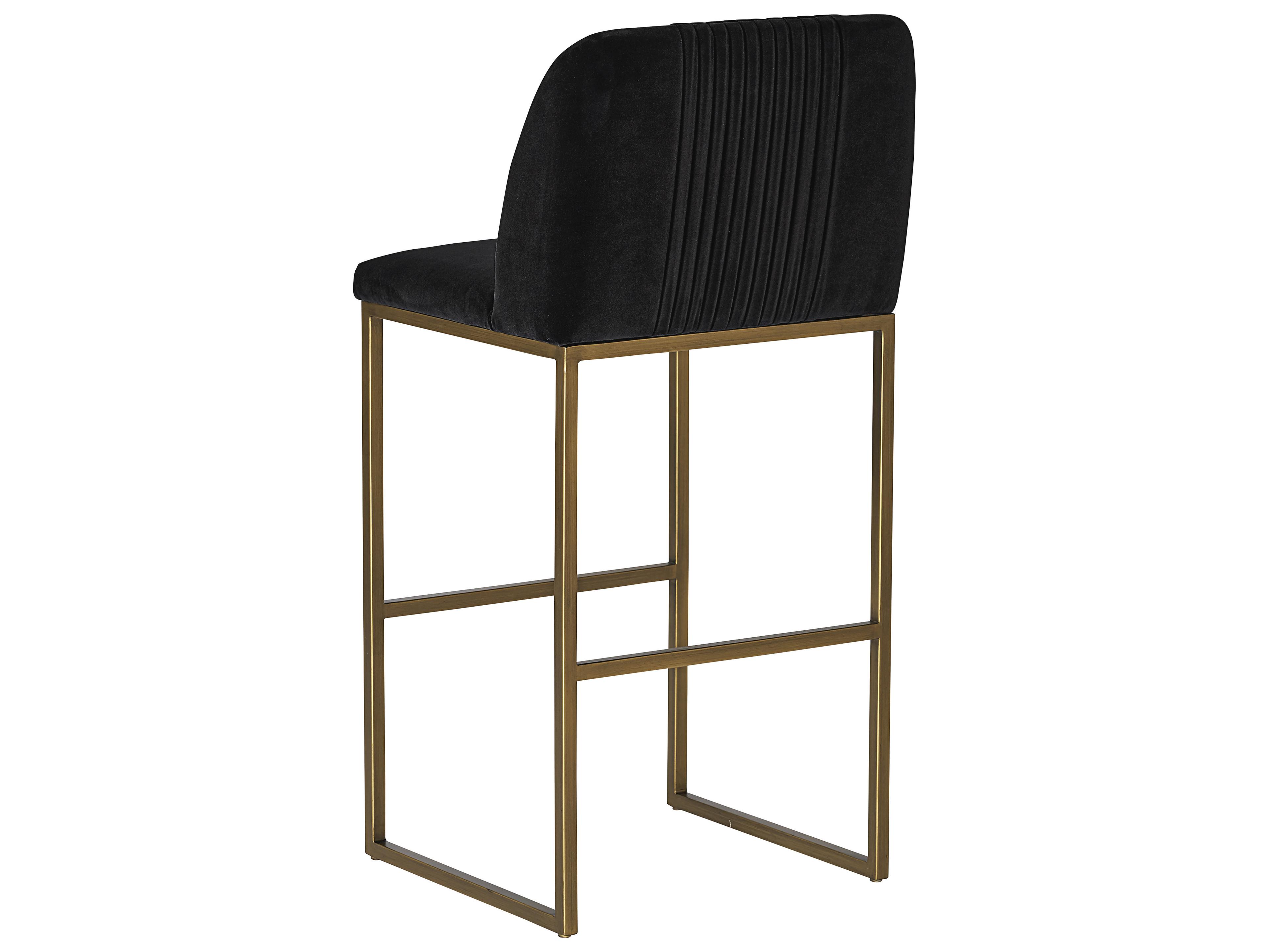 Sunpan Mixt Nevin Upholstered Shadow Grey Antique Brass Bar Stool