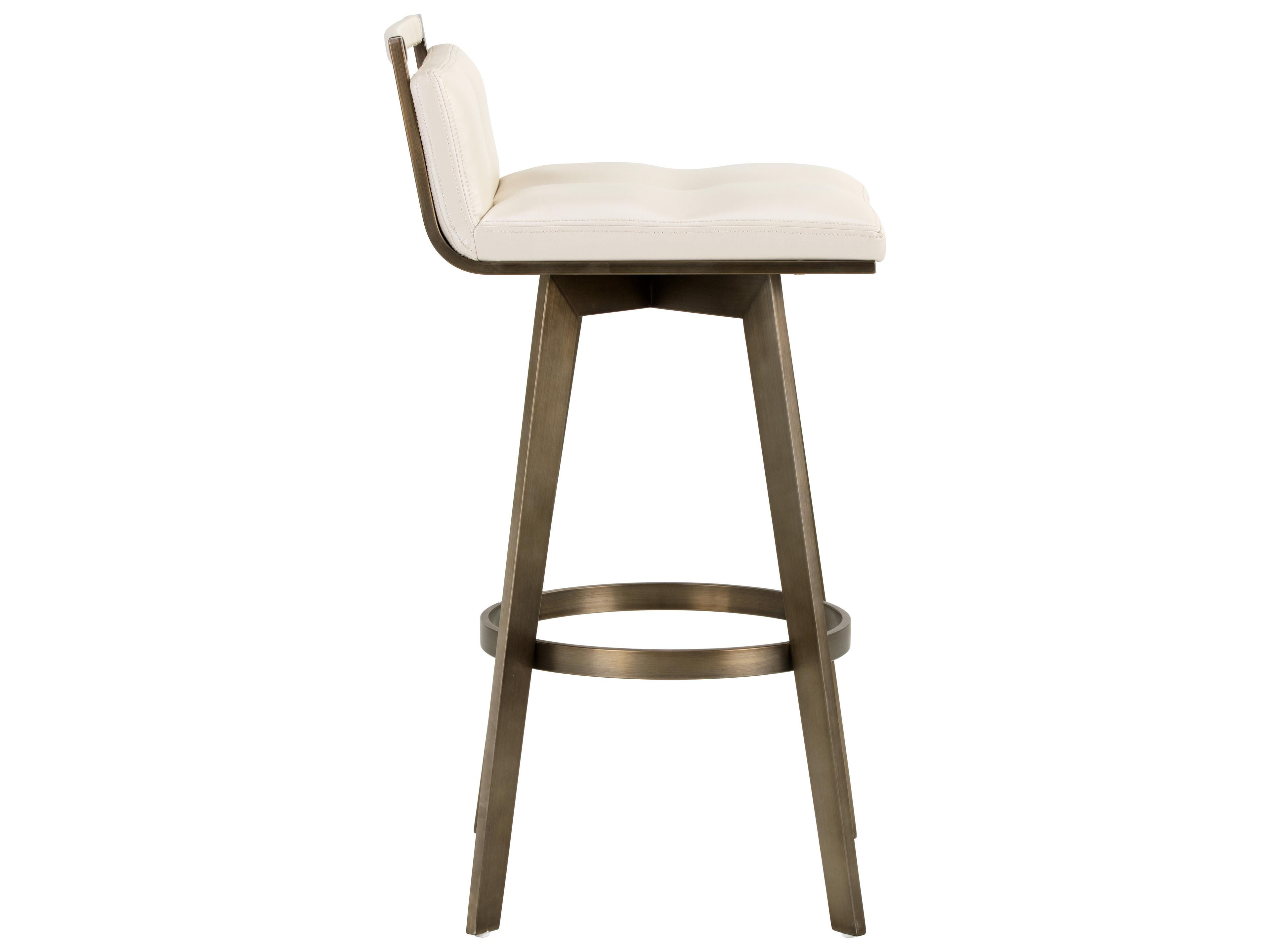 Sunpan Ikon Arizona Swivel Castillo Cream Antique Brass Bar Stool
