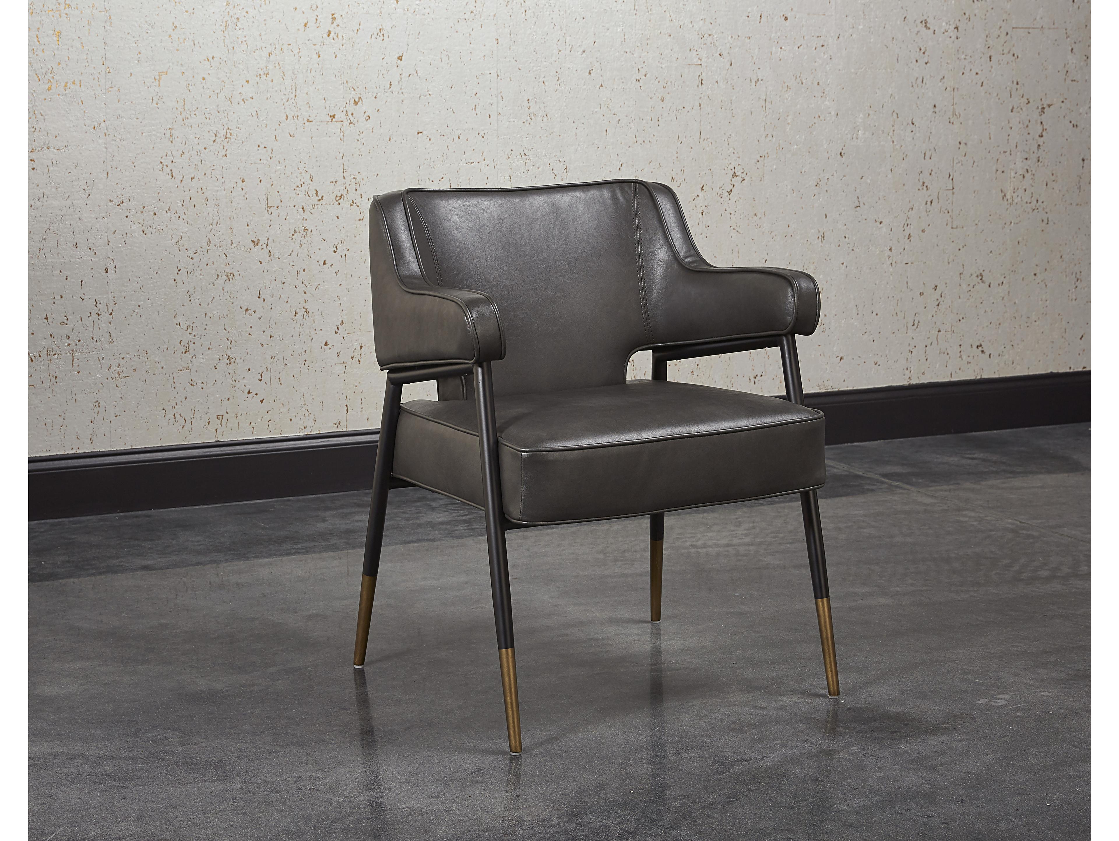 Sunpan Irongate Derome Gray Arm Dining Chair