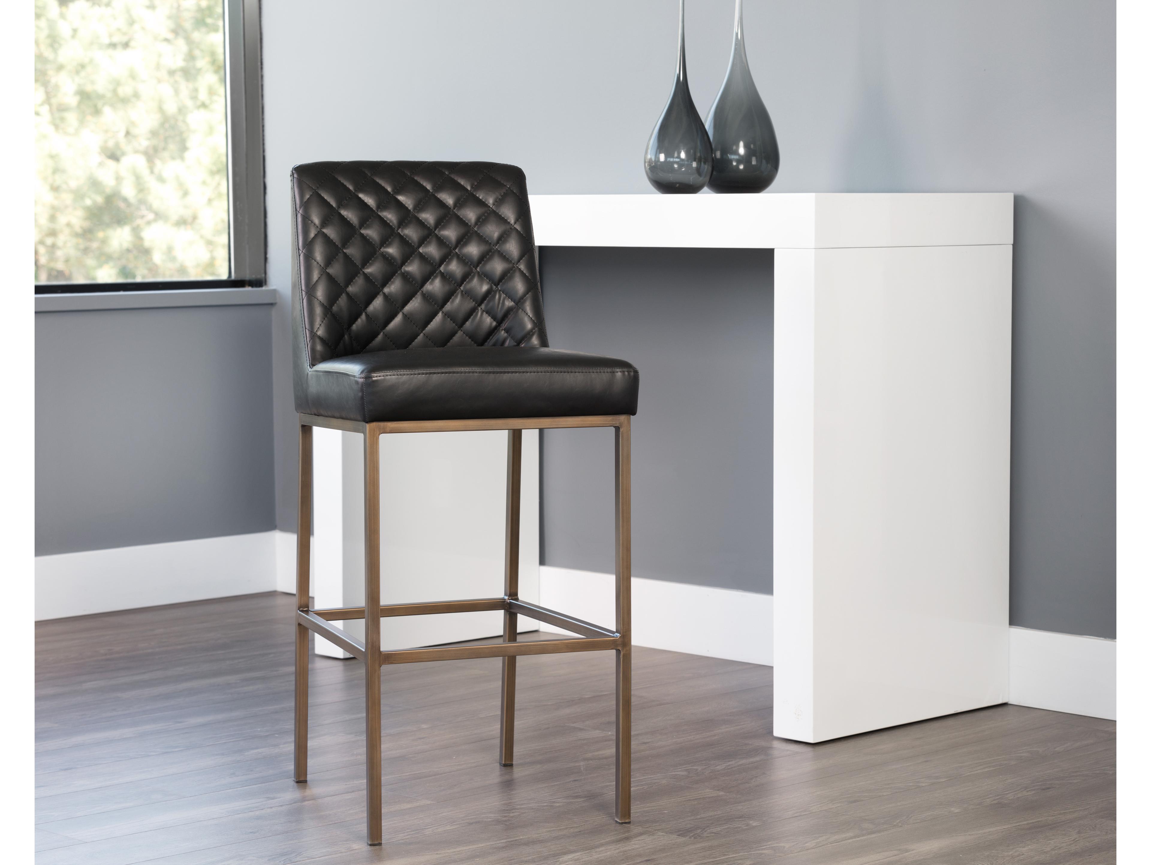 Sunpan 5west Leighland Coal Black Antique Brass Bar Stool