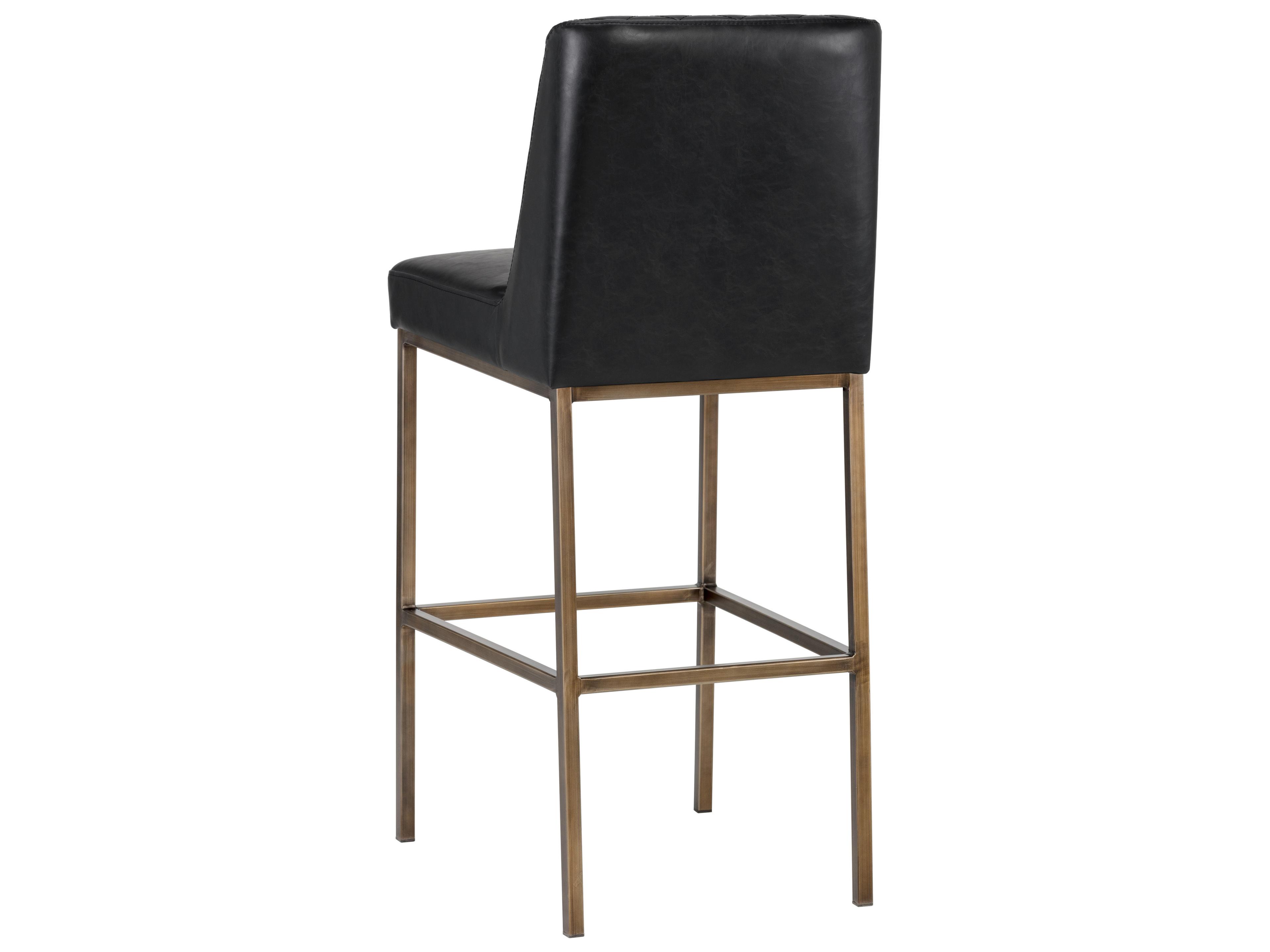 Sunpan 5west Leighland Coal Black Antique Brass Bar Stool