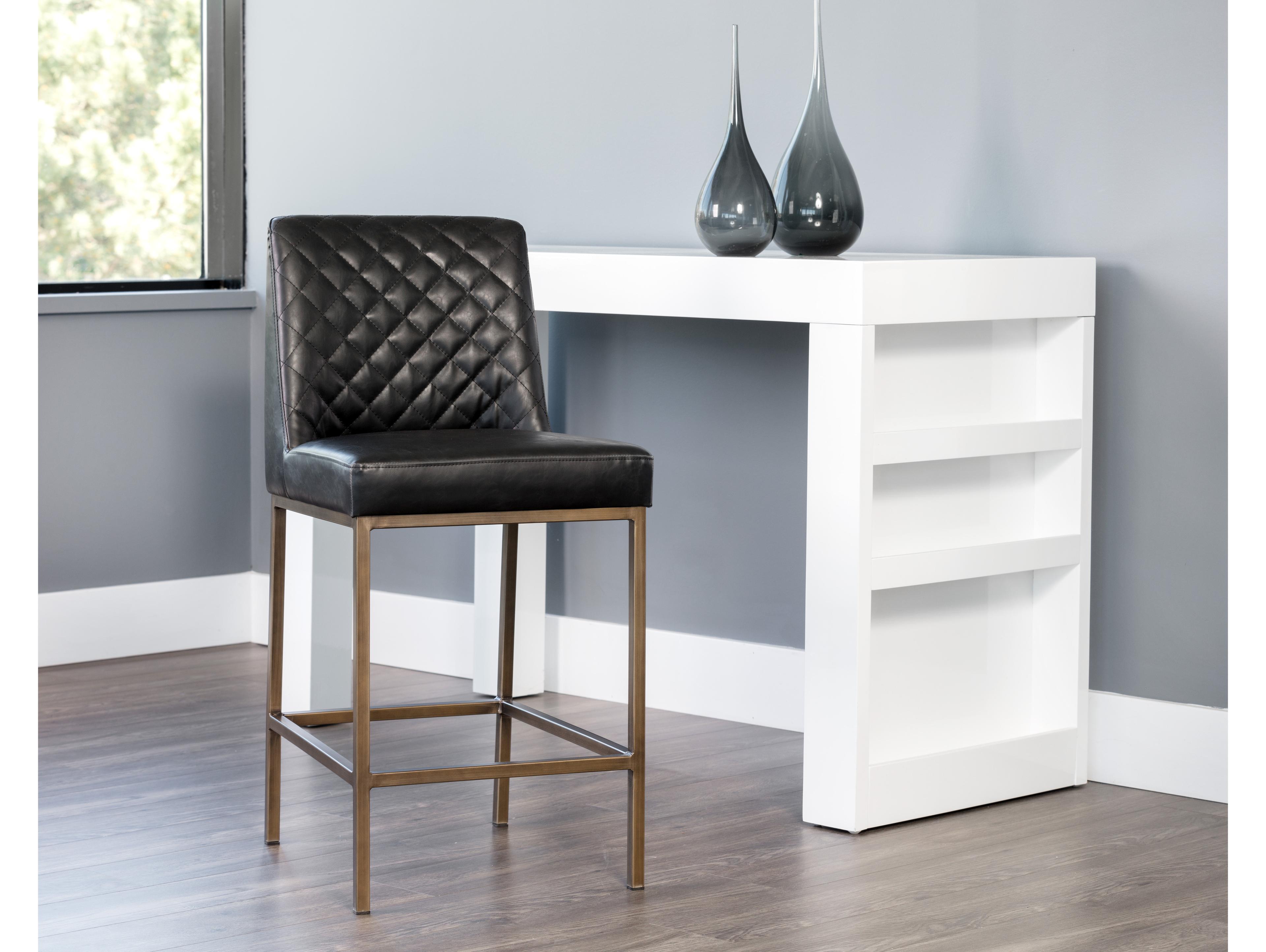 Sunpan 5west Leighland Coal Black Antique Brass Counter Stool