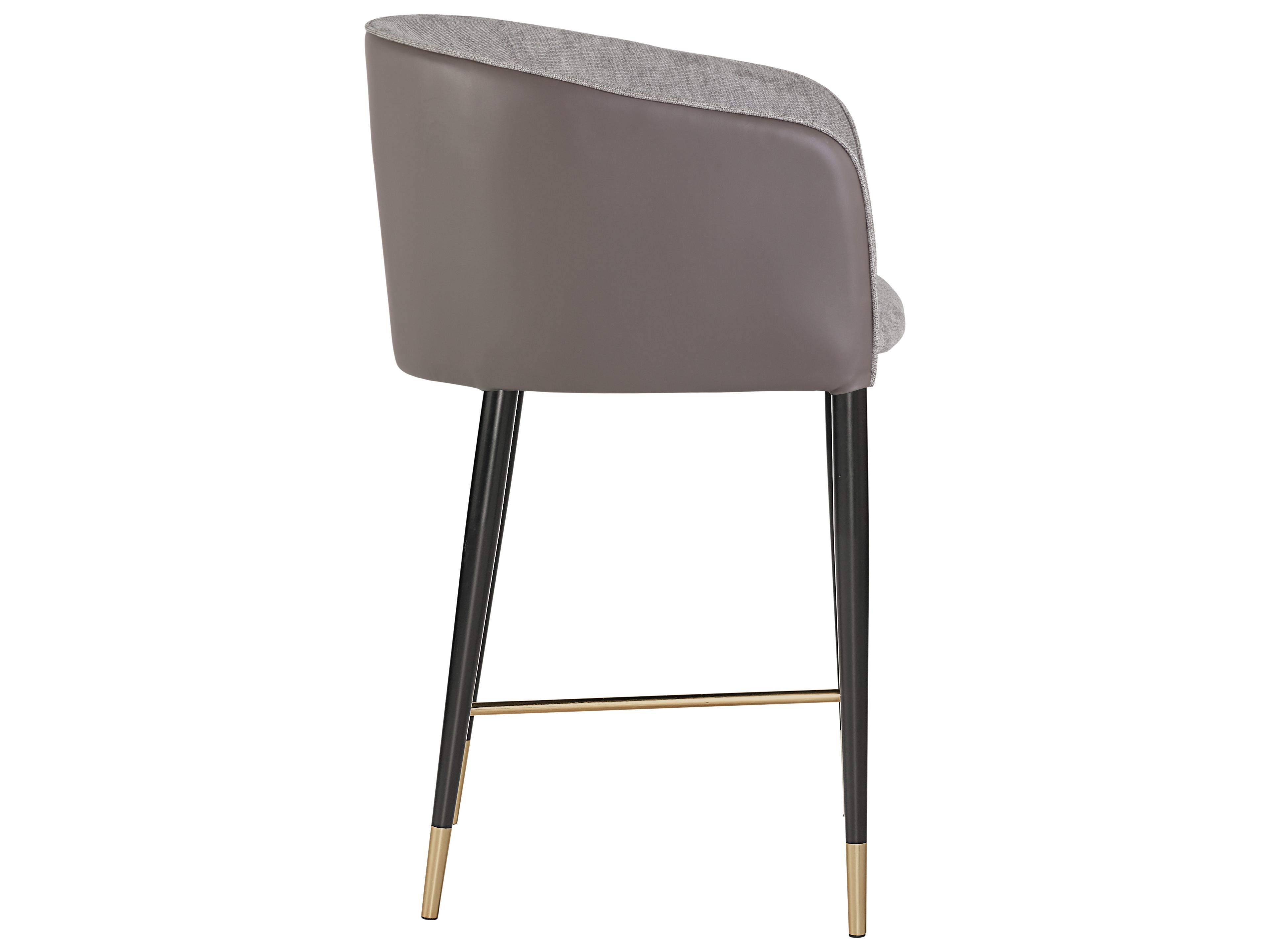 Sunpan Ikon Asher Leather Flint Grey Napa Taupe Counter Stool