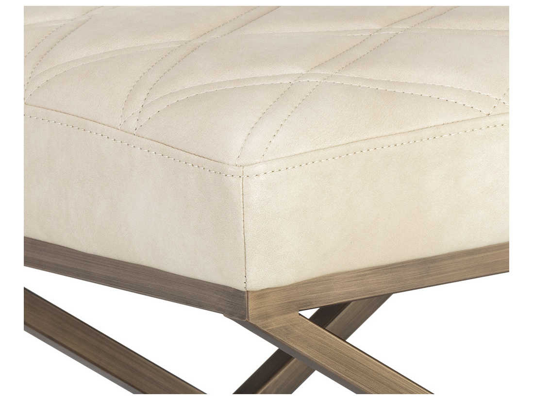 Sunpan 5west Bravo Cream Antique Brass Faux Leather Accent Bench