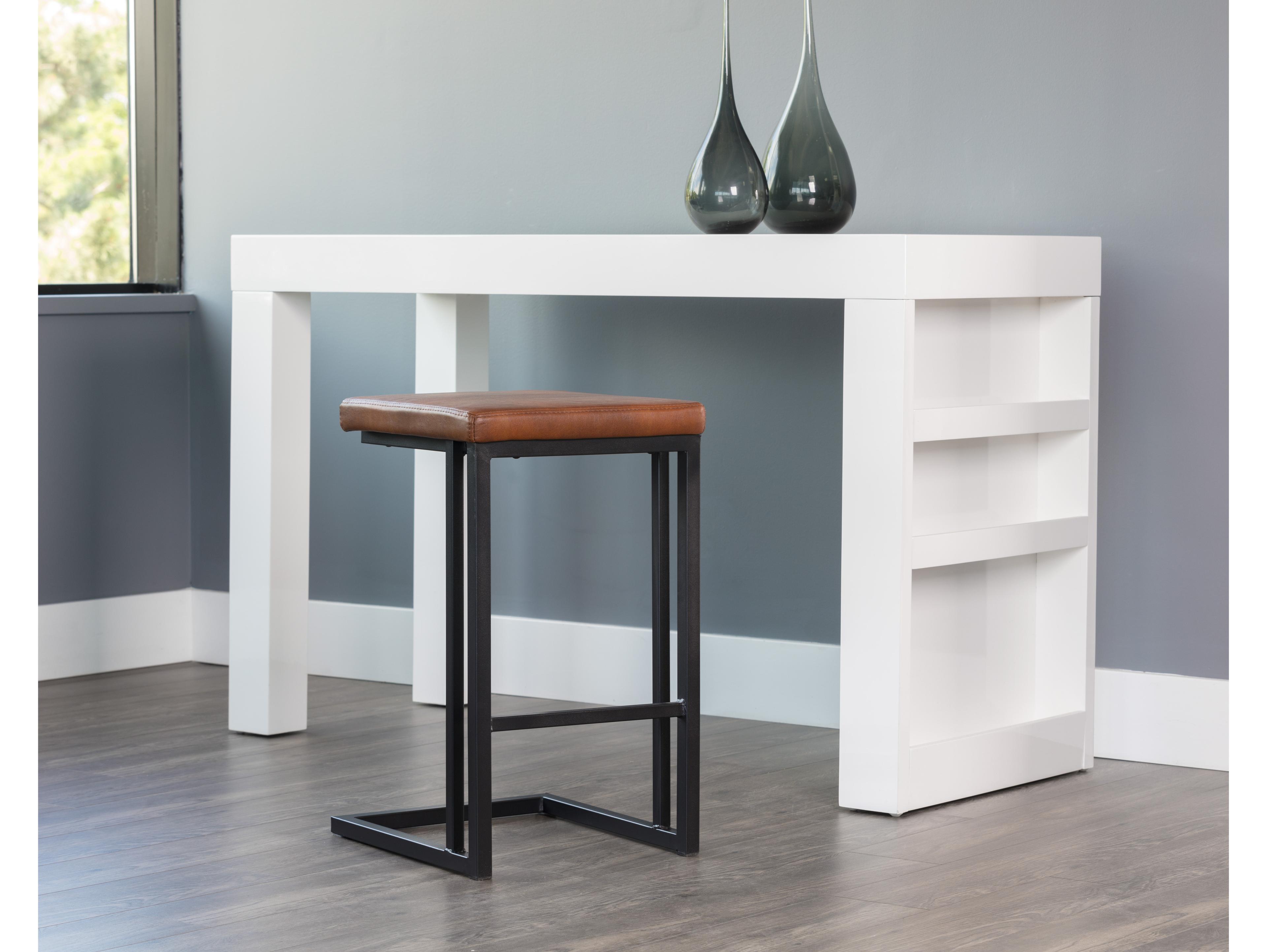 Sunpan Urban Unity 16" Boone Counter Stool Black Bravo Cognac