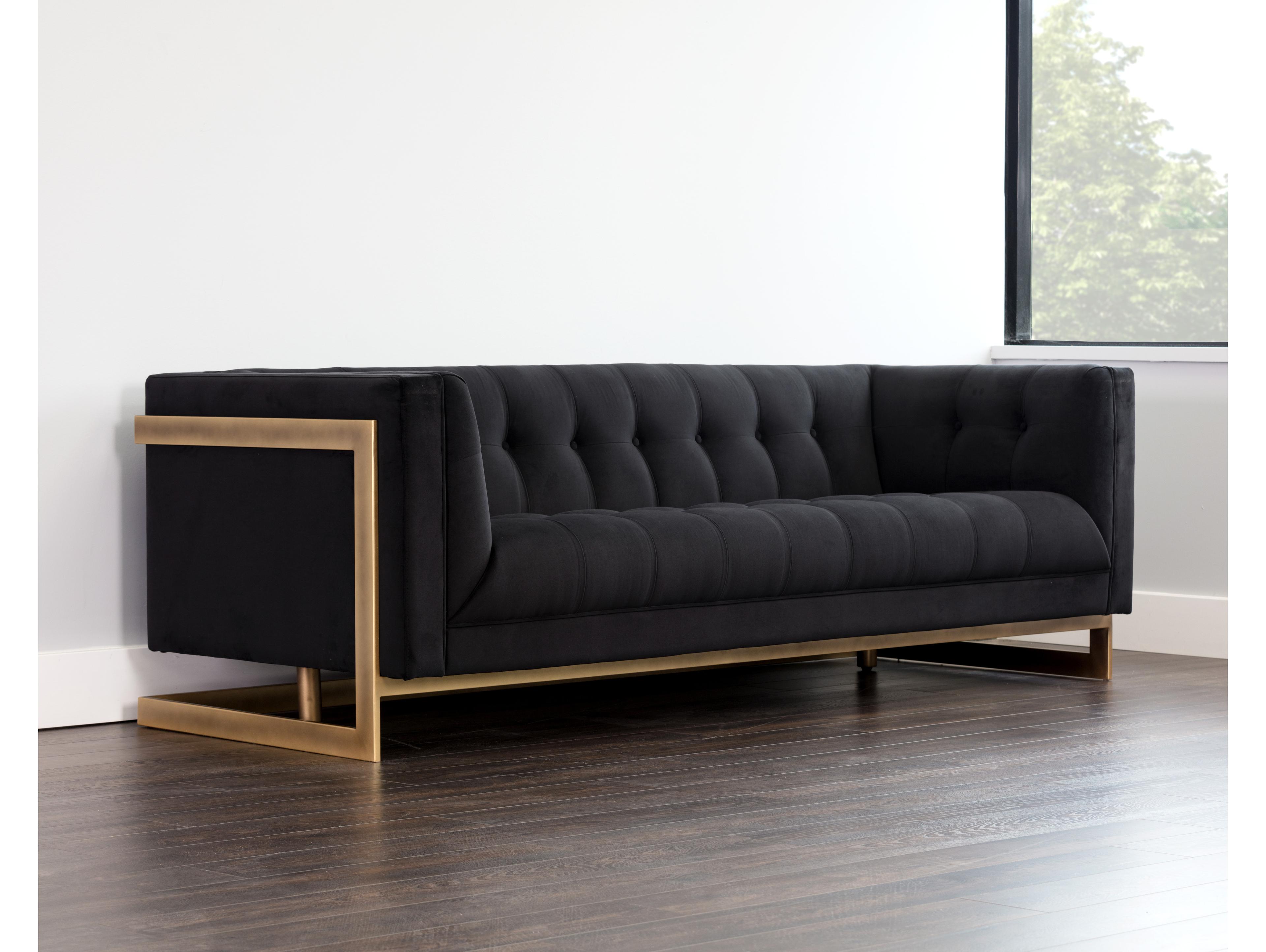 Sunpan Irongate Ekon Abbington Black Rustic Bronze Upholstered Sofa