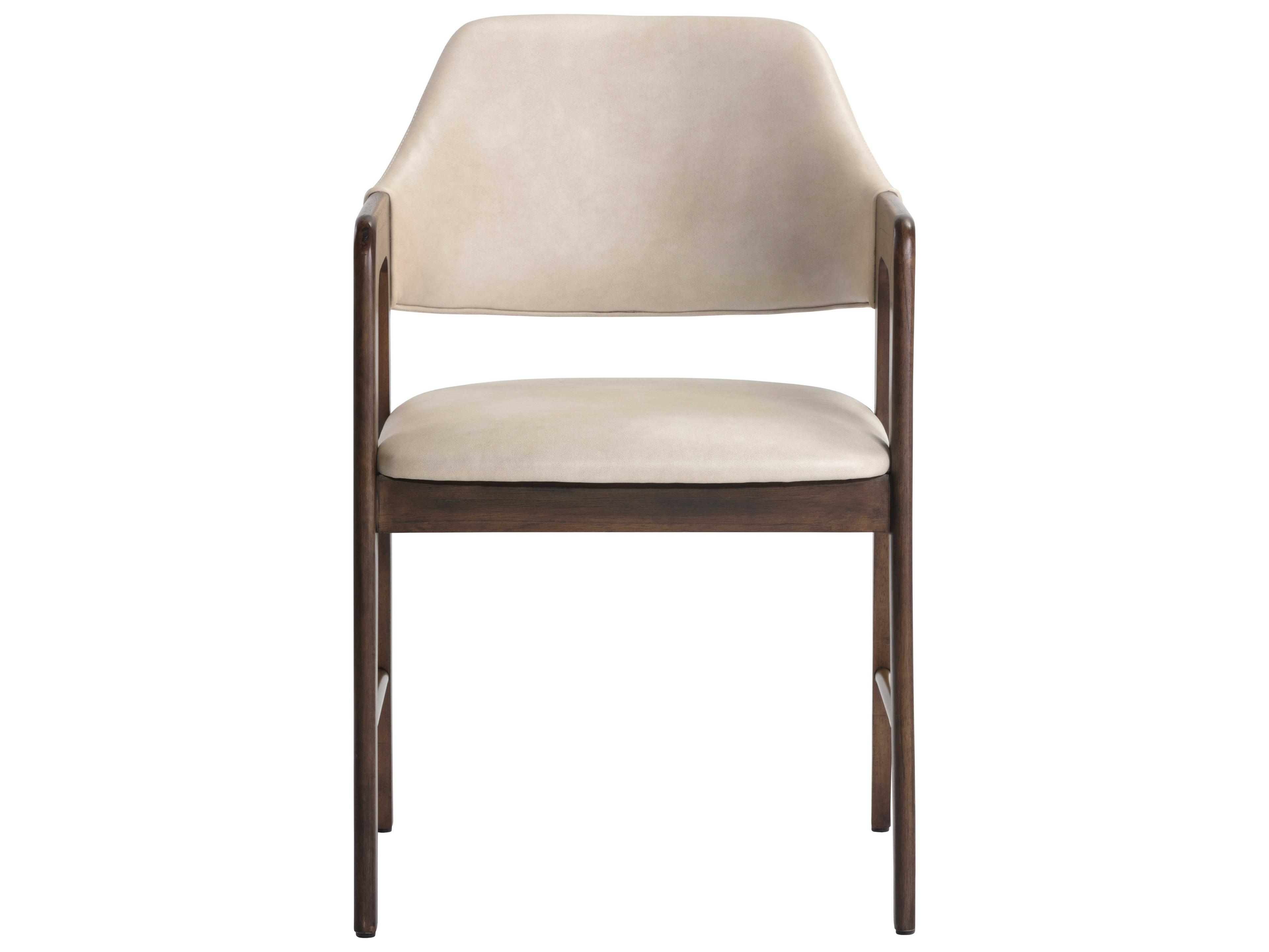 Sunpan Zenn Milton Rubberwood Beige Upholstered Arm Dining Chair