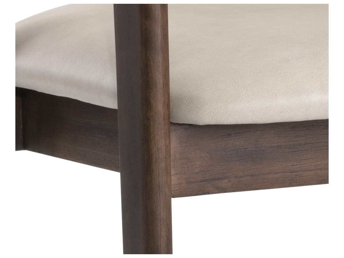 Sunpan Zenn Milton Rubberwood Beige Upholstered Arm Dining Chair