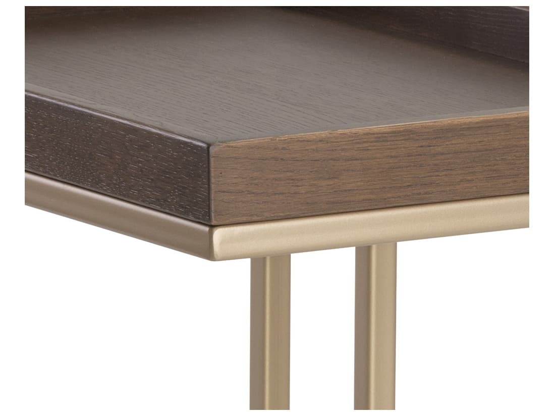 Sunpan Artezia Arden Rectangular Wood Umber Brown Gold End Table