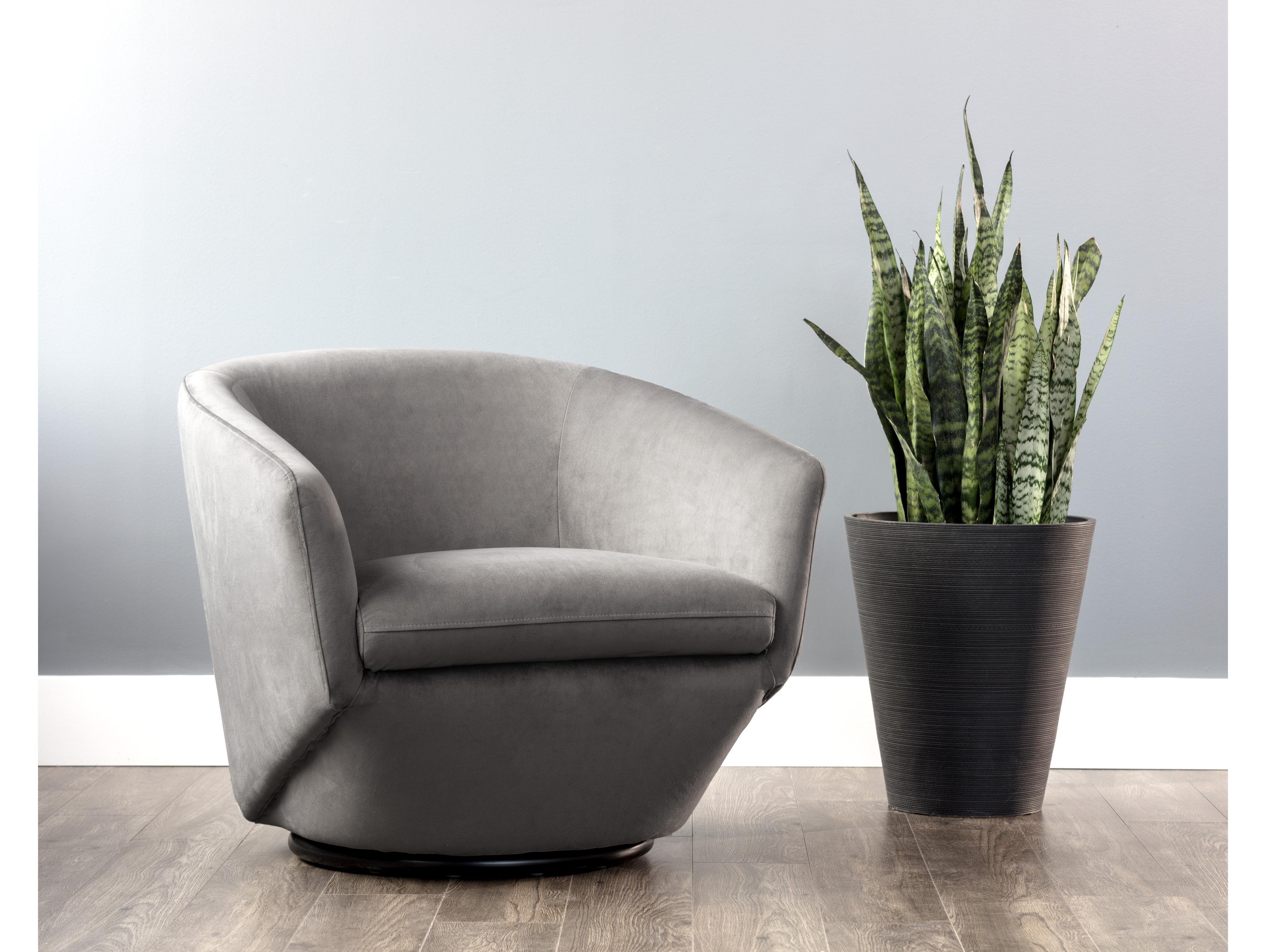 Sunpan 5west Treviso Swivel Gray Fabric Accent Chair