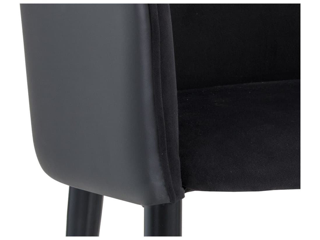 Sunpan Ikon Asher Leather Black Upholstered Arm Dining Chair