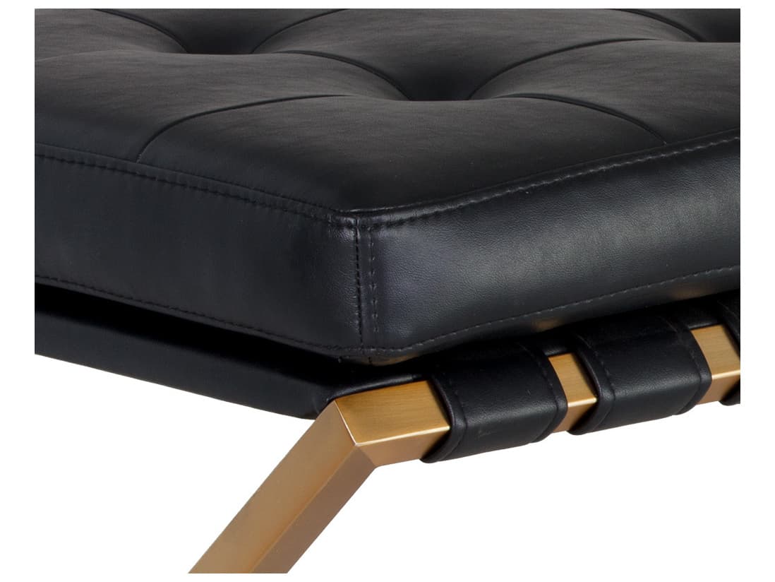 Sunpan Ikon Bravo Black Brushed Gold Faux Leather Accent Bench