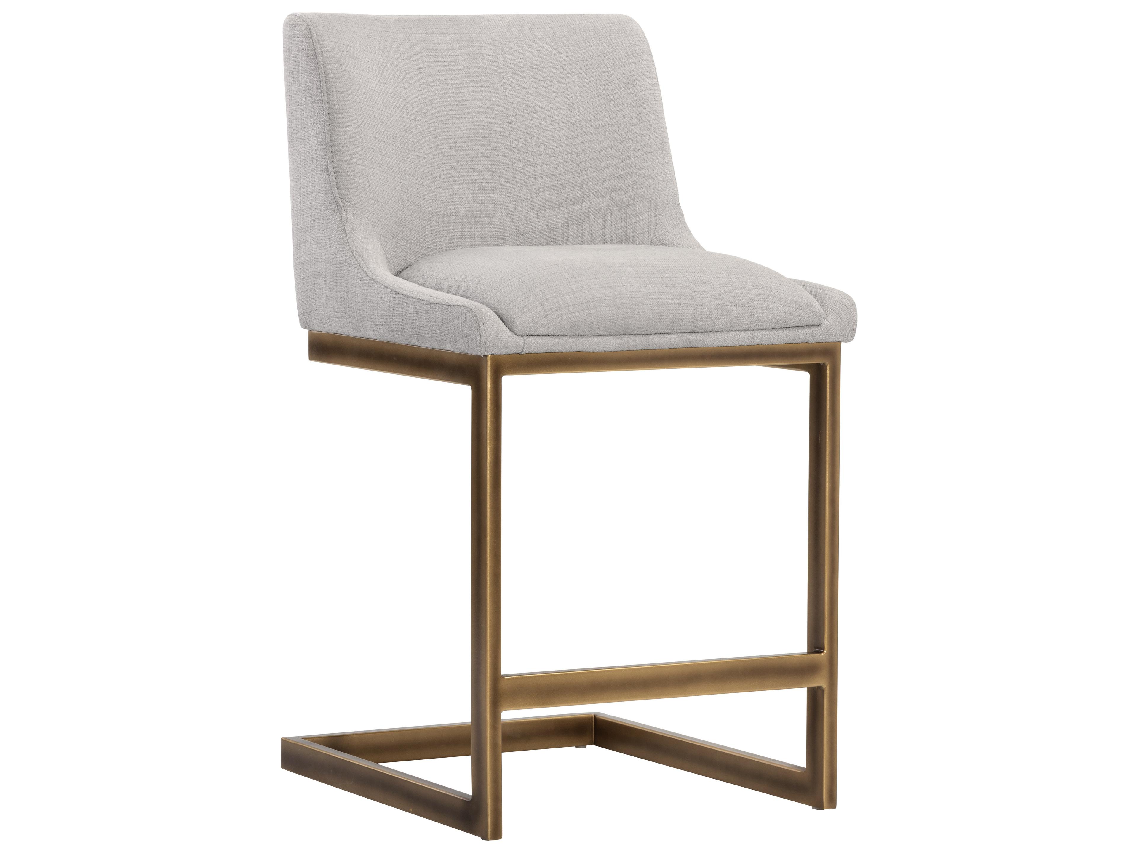 Sunpan Irongate Holly Upholstered Zenith Soft Grey Rustic Bronze Counter Stool
