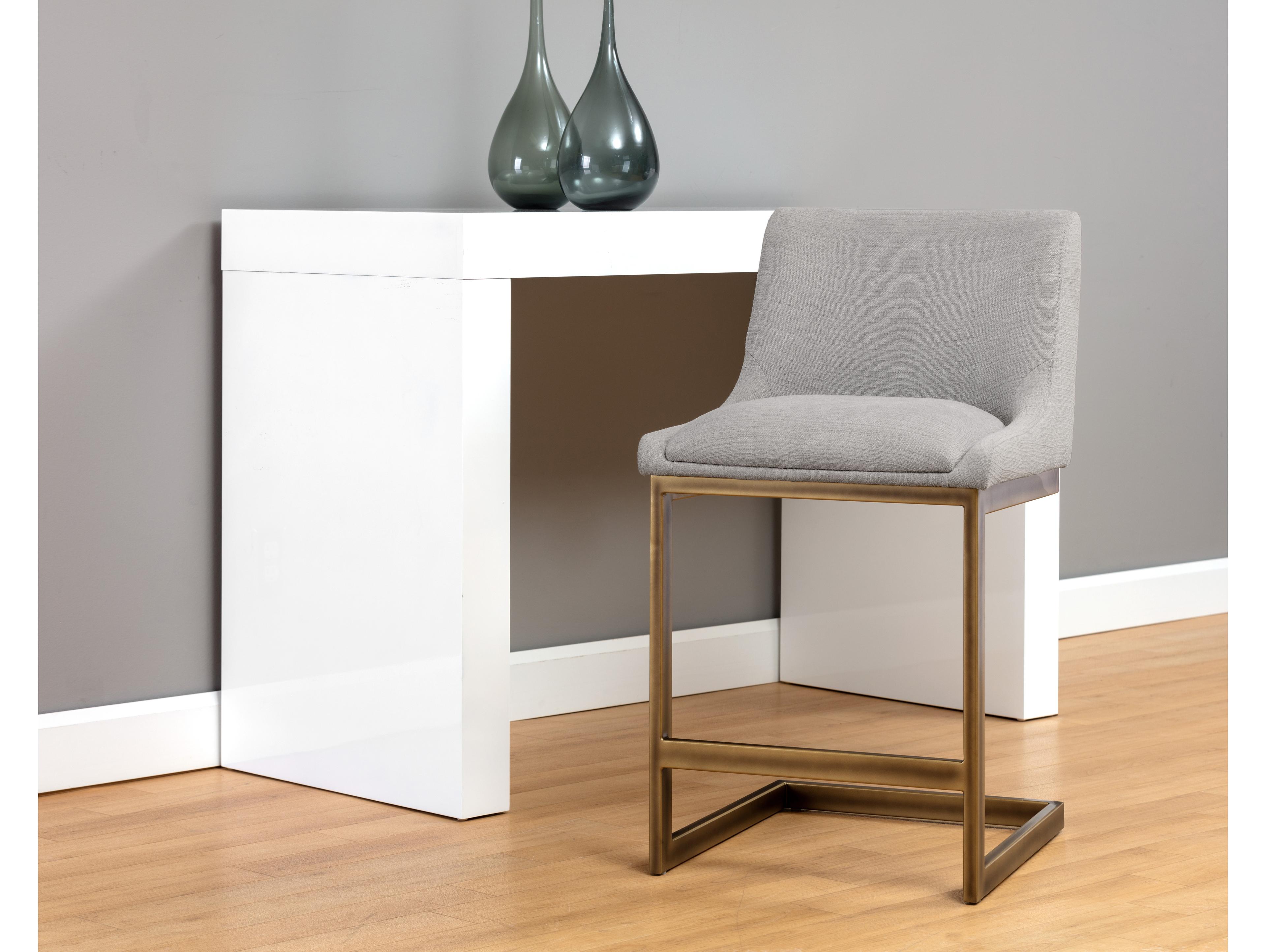 Sunpan Irongate Holly Upholstered Zenith Soft Grey Rustic Bronze Counter Stool